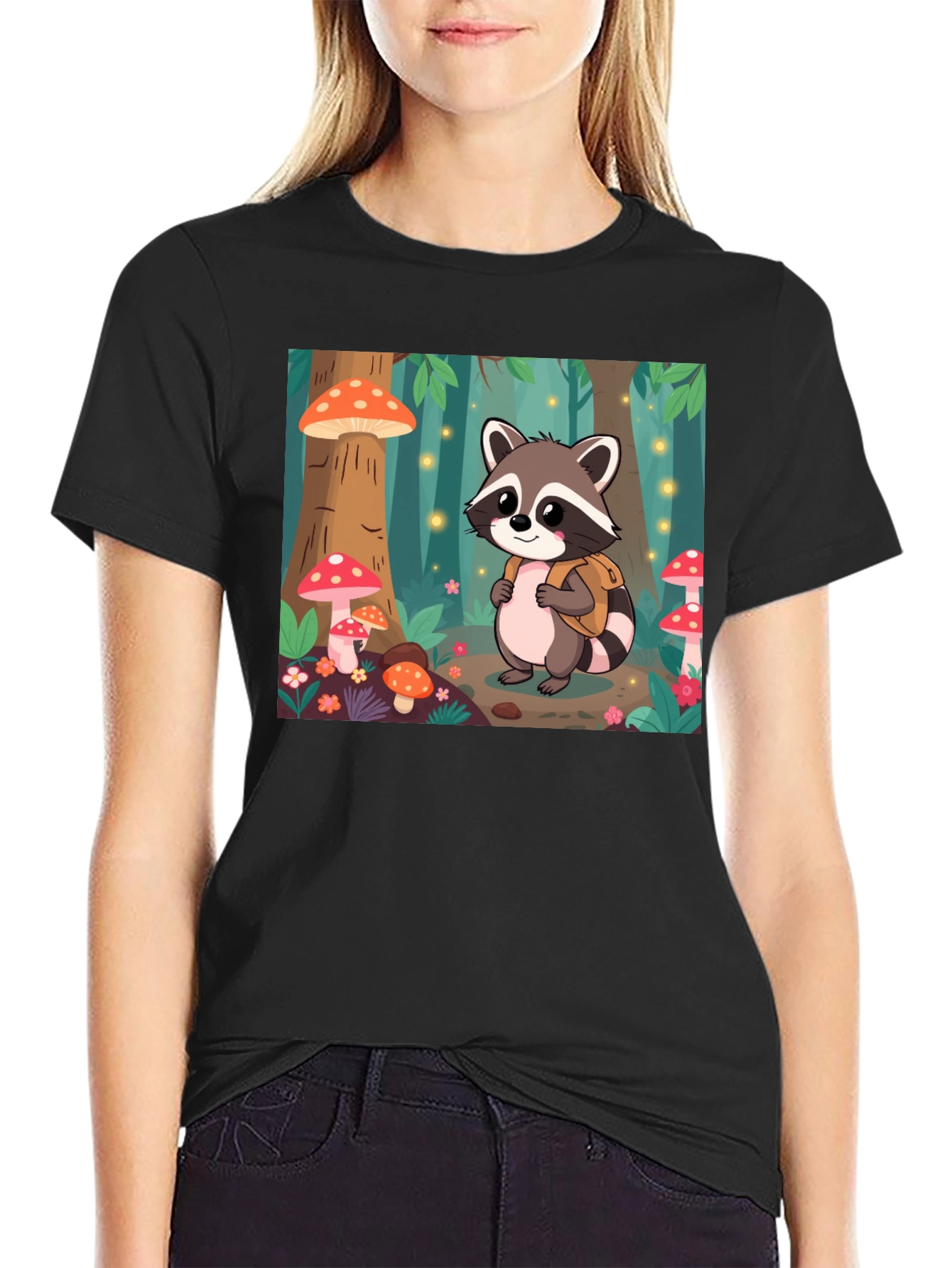 Cute Raccoon Forest Adventure T-Shirt