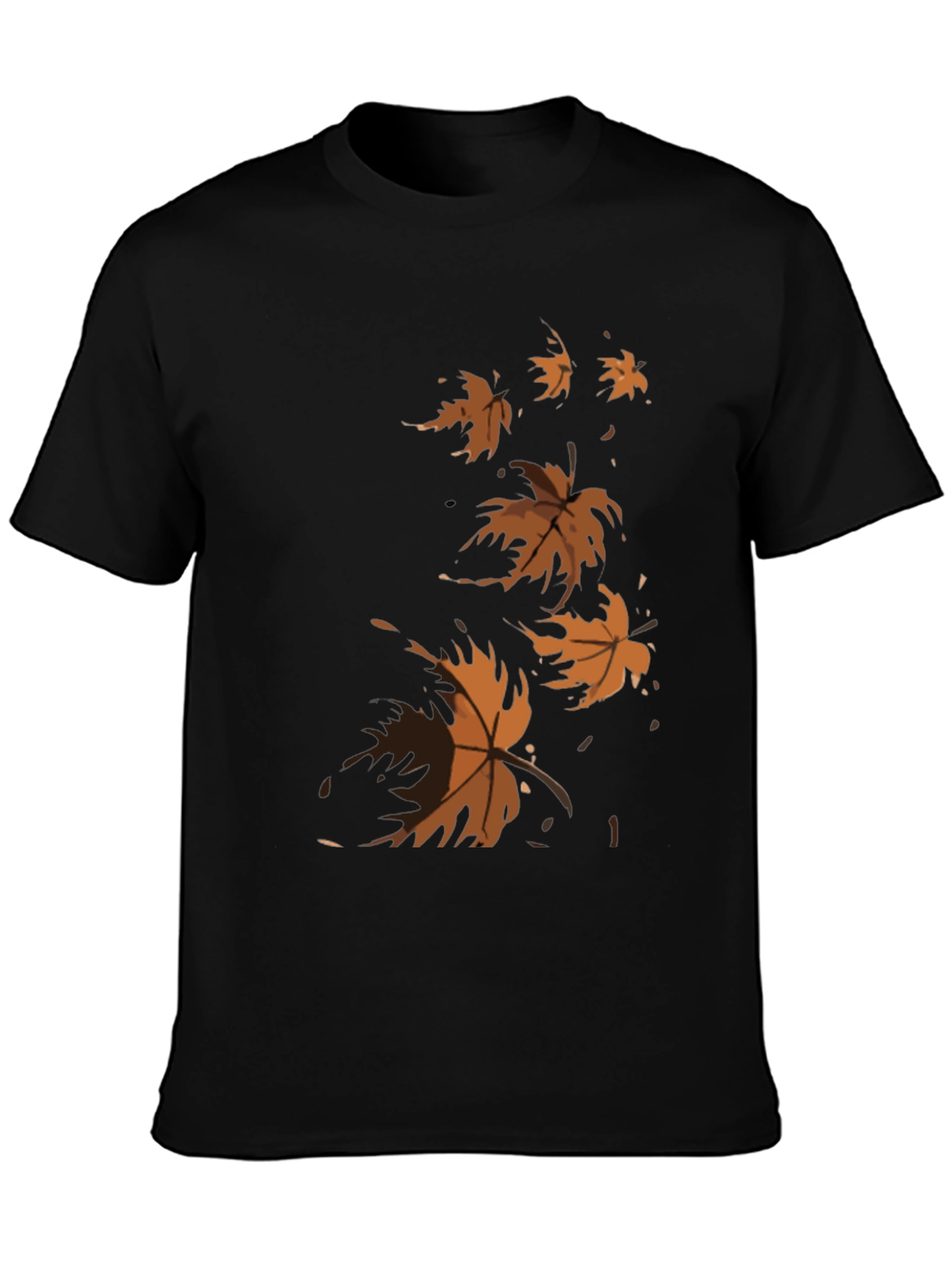 Autumn Leaves Graphic Tee - Black Casual T-Shirt