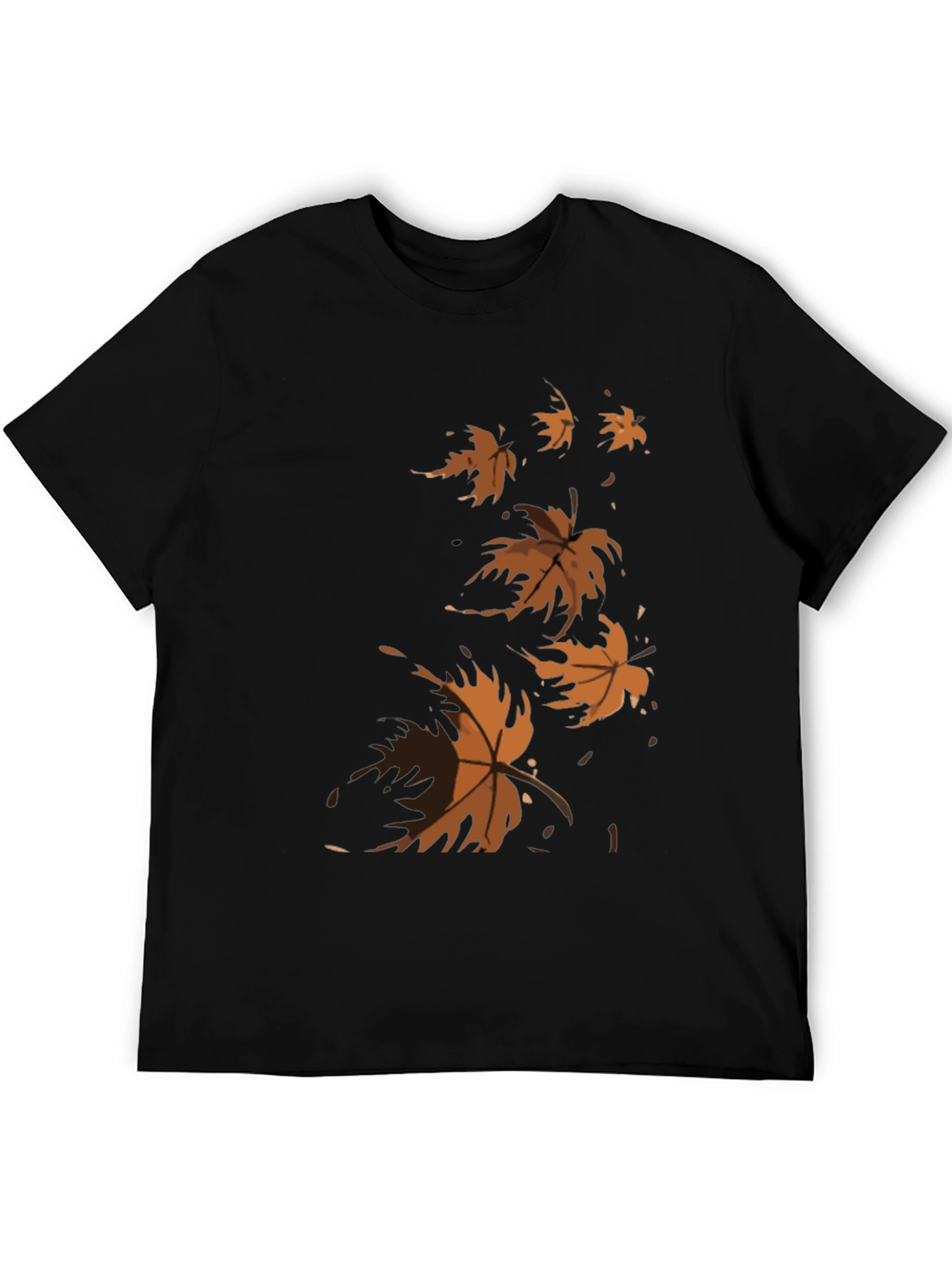 Autumn Leaves Graphic Tee - Black Casual T-Shirt