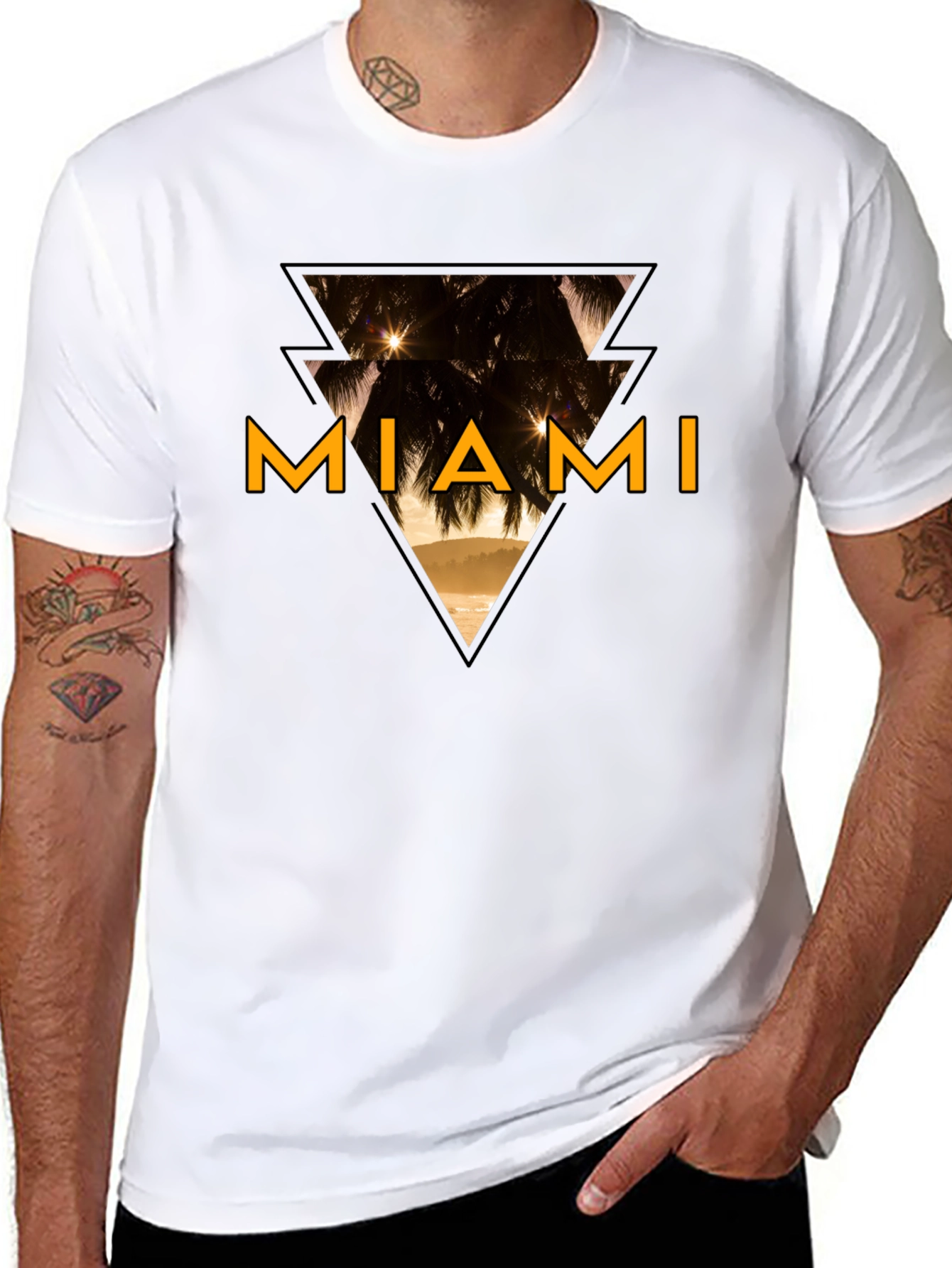 Miami Graphic Tee - Black Cotton T-Shirt