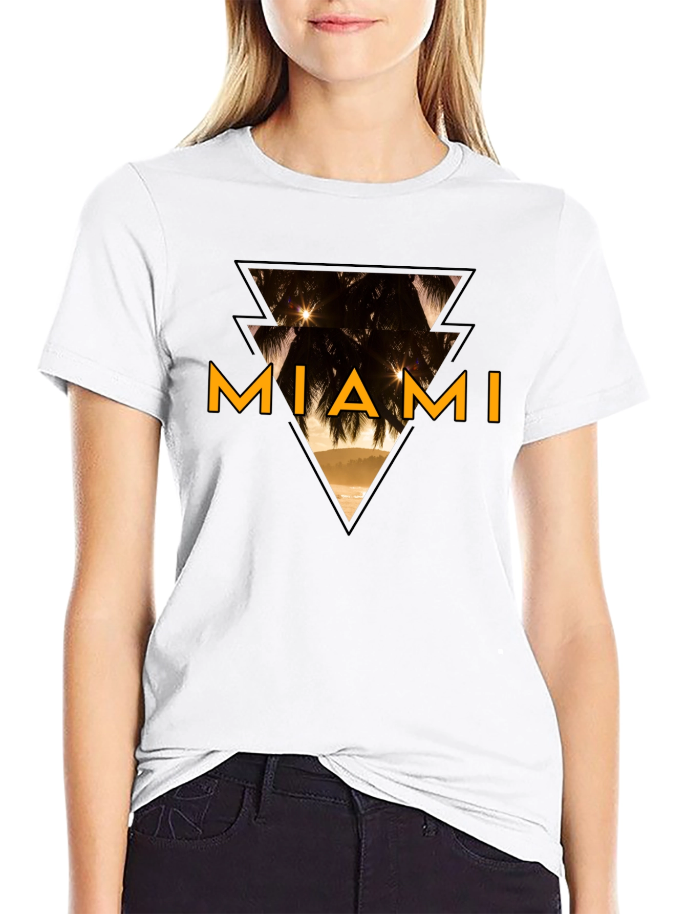 Miami Graphic Tee - Black Cotton T-Shirt