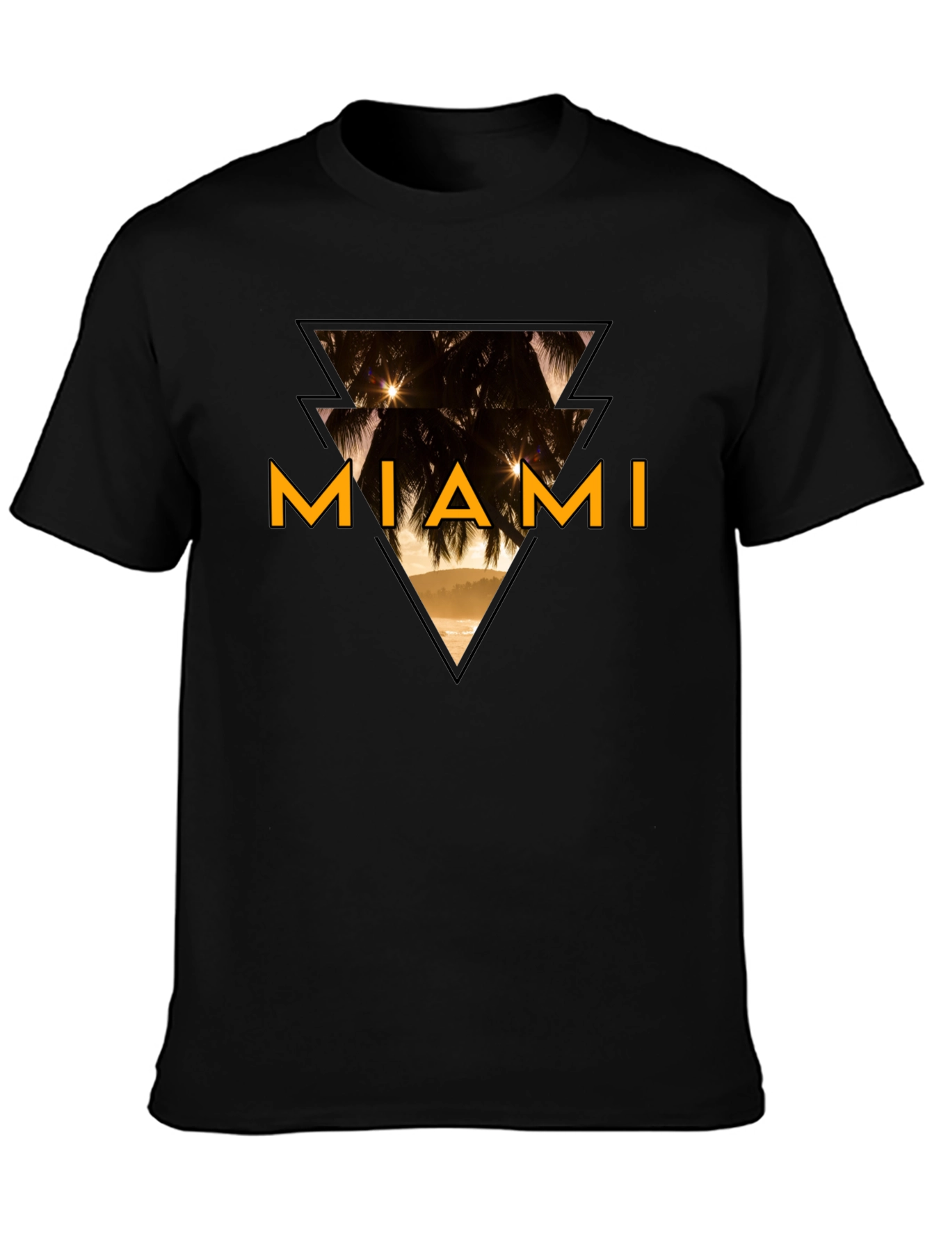 Miami Graphic Tee - Black Cotton T-Shirt
