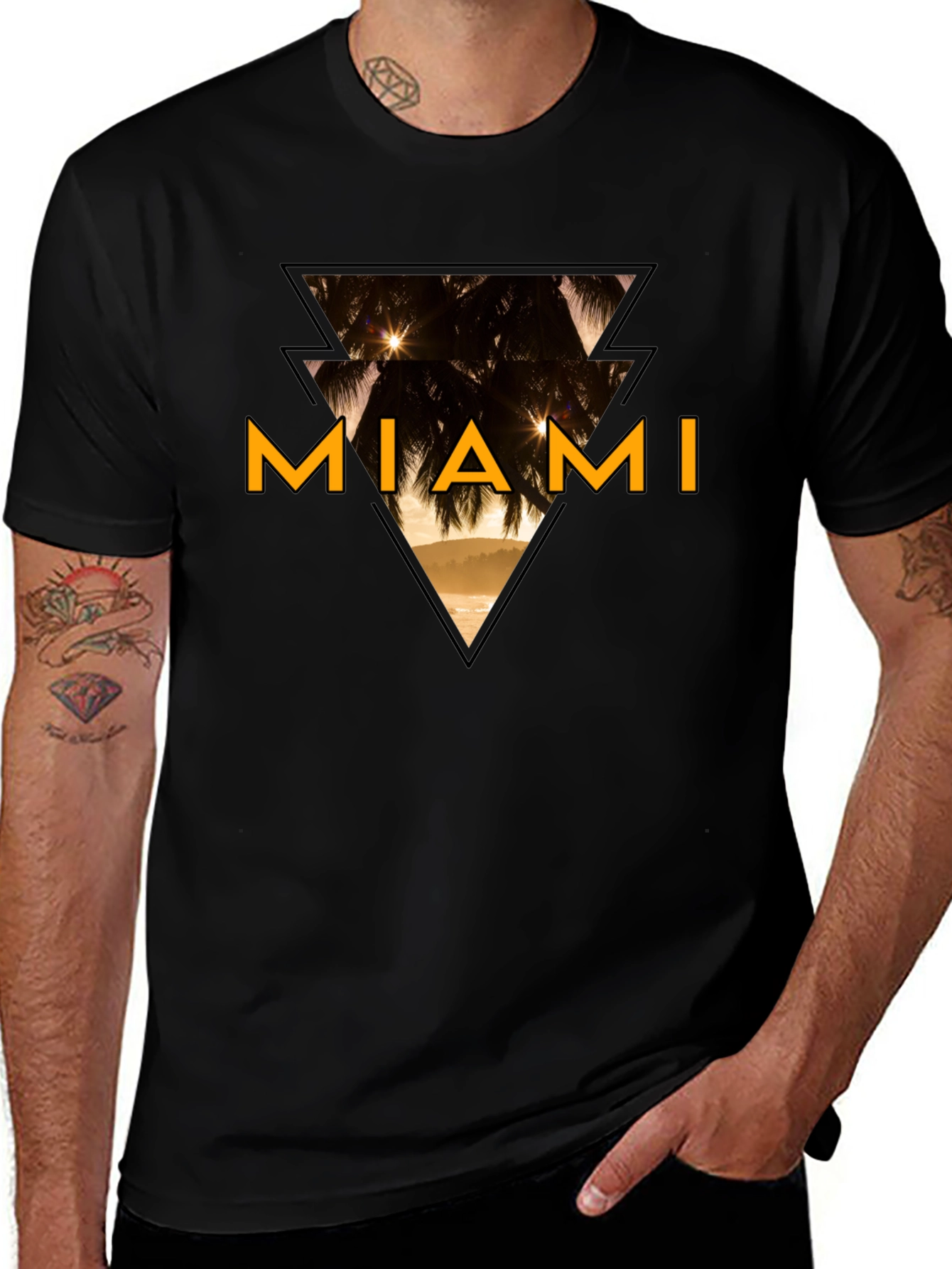 Miami Graphic Tee - Black Cotton T-Shirt