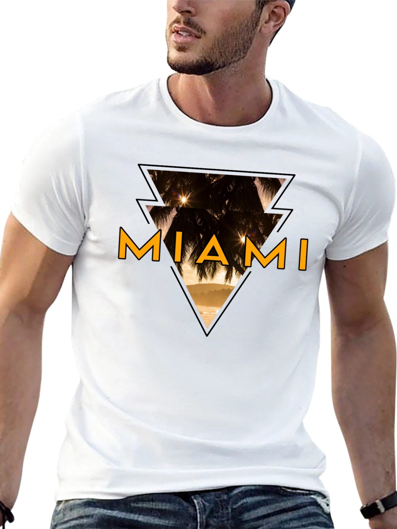 Miami Graphic Tee - Black Cotton T-Shirt