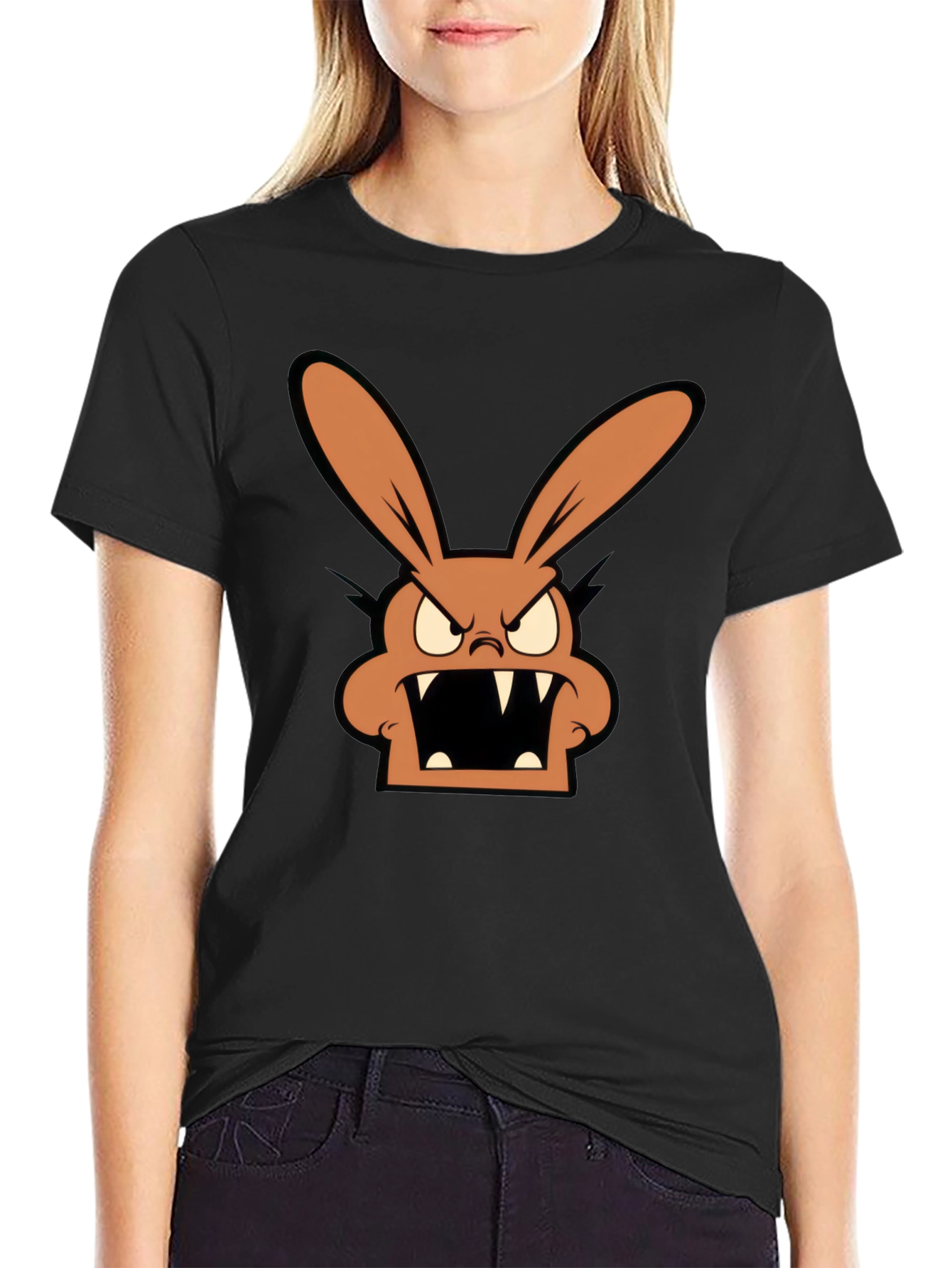 Mens Graphic T-Shirt with Angry Rabbit Design