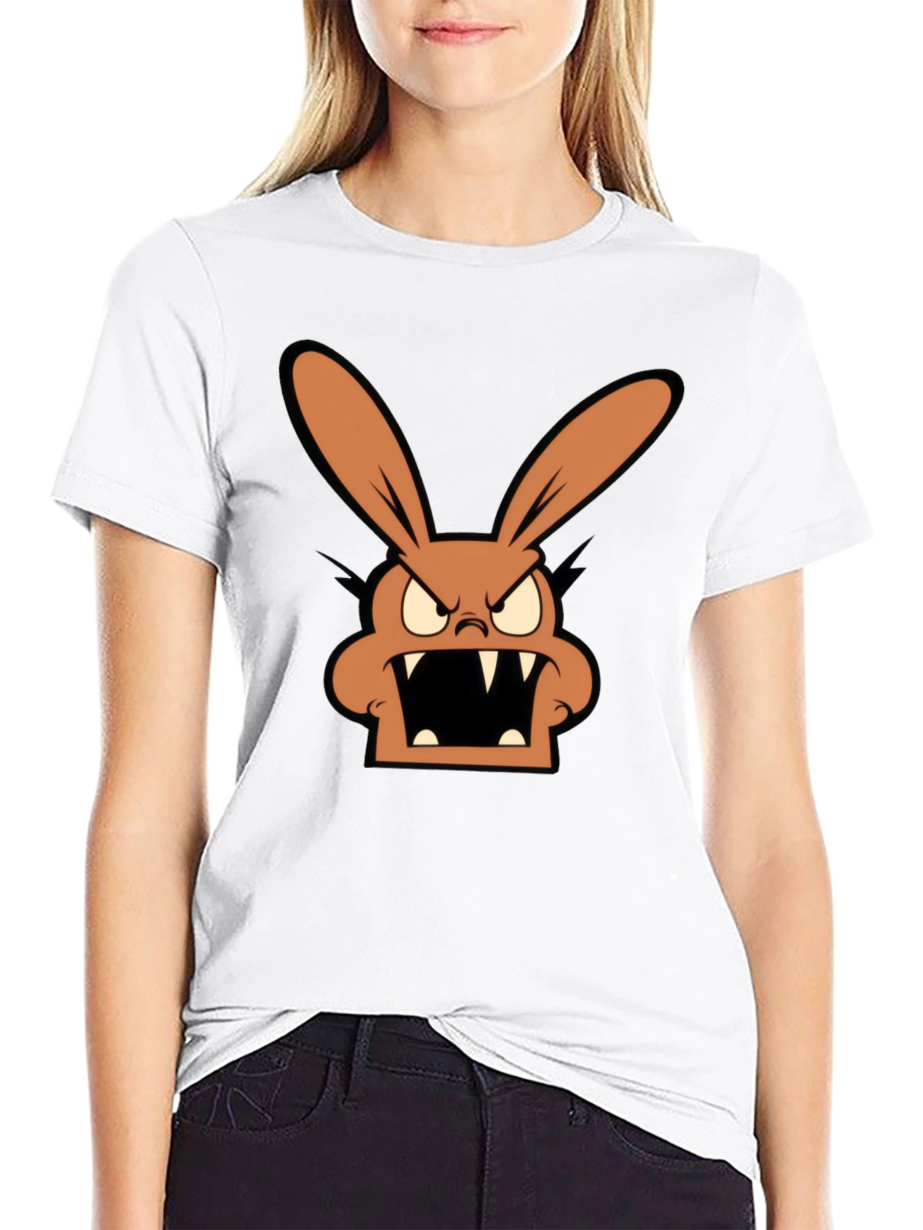 Mens Graphic T-Shirt with Angry Rabbit Design
