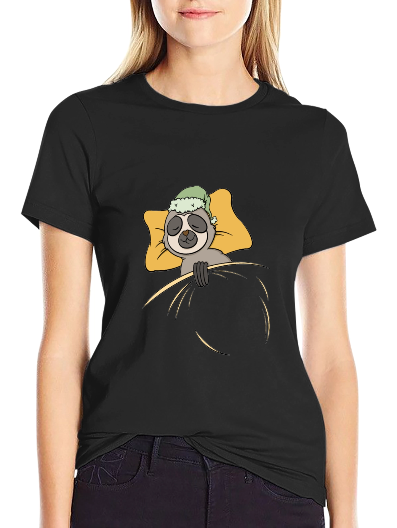 Sloth Sleeping in Bed Graphic T-Shirt