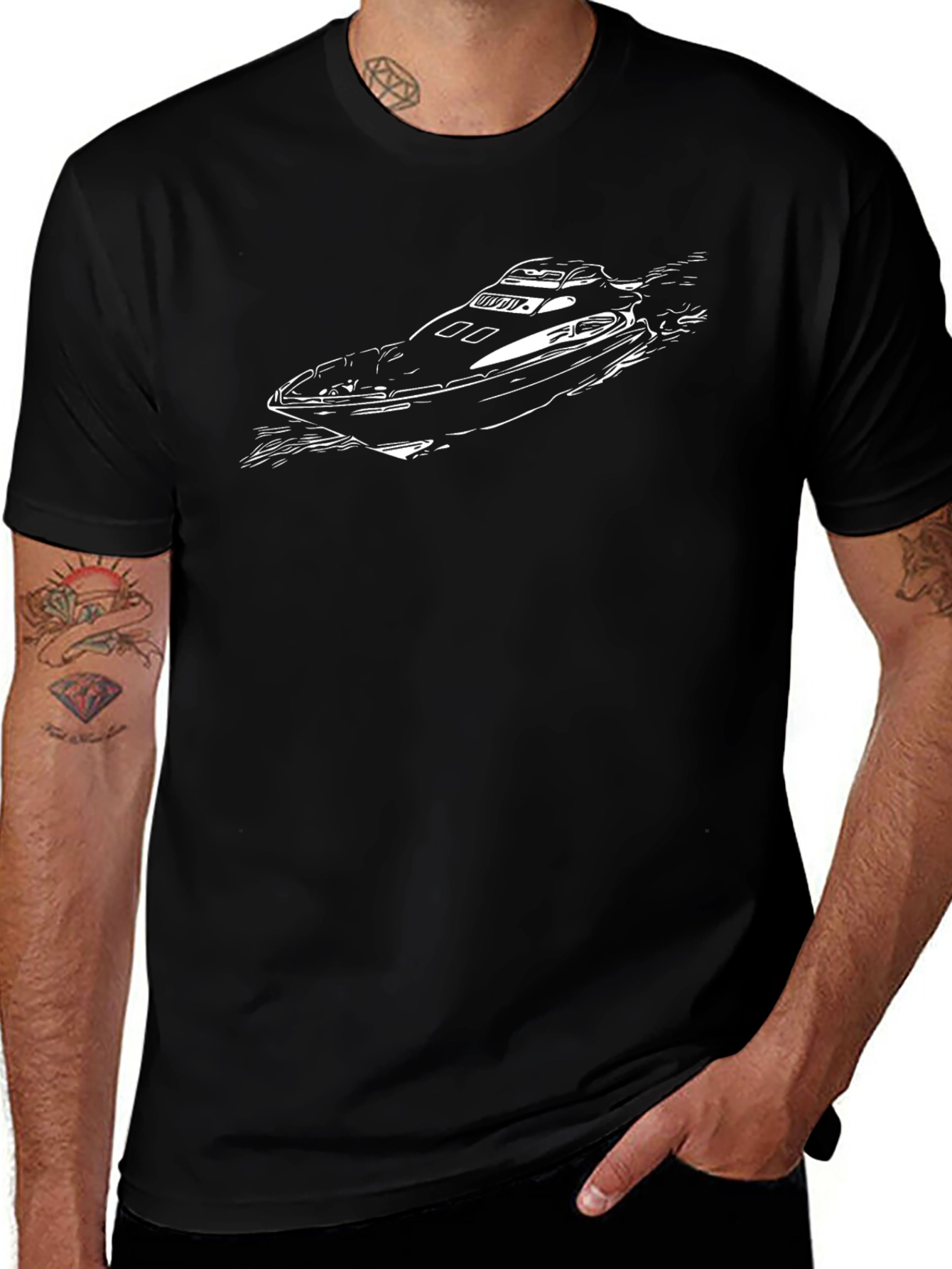 Black Boat Graphic Tee - Stylish Menswear