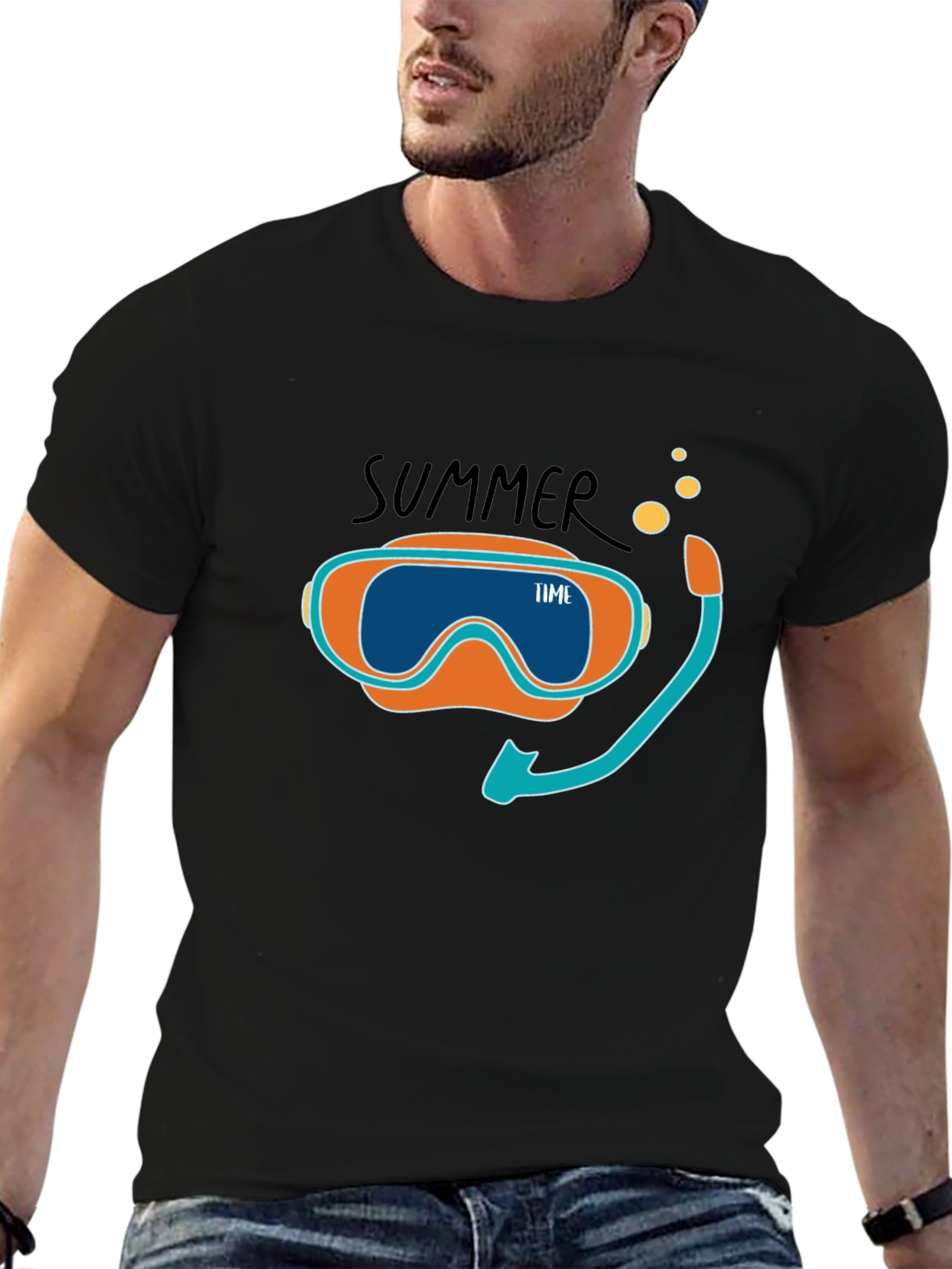 Summer Time Snorkel Graphic Tee - Black