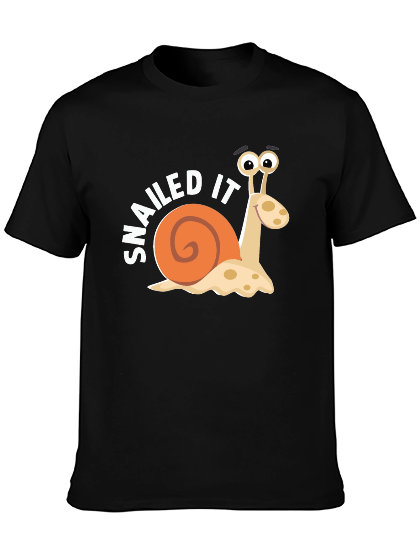 Snailed It Snail Cartoon Black T-Shirt
