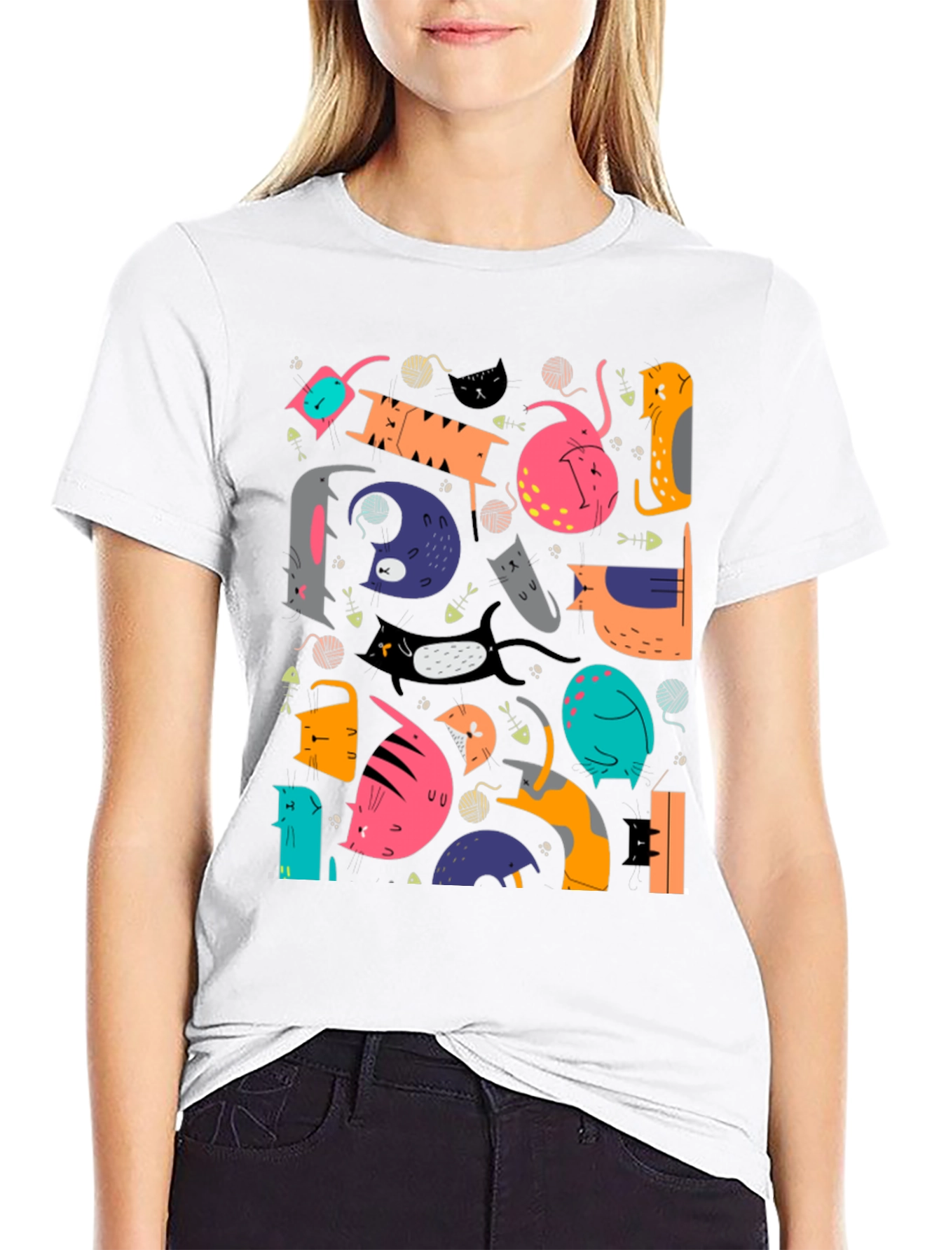 Funky Cats Graphic T-Shirt - Black