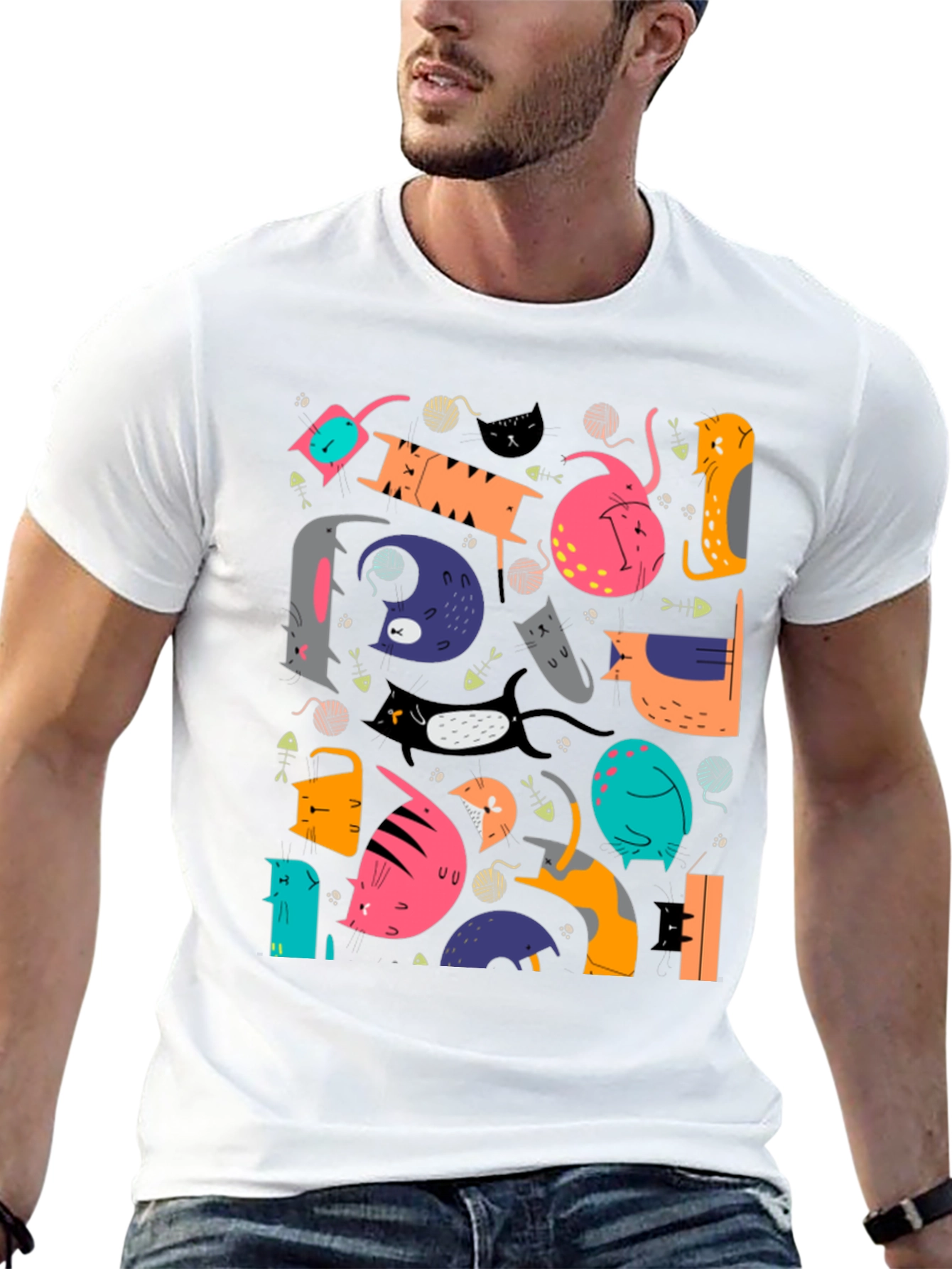 Funky Cats Graphic T-Shirt - Black