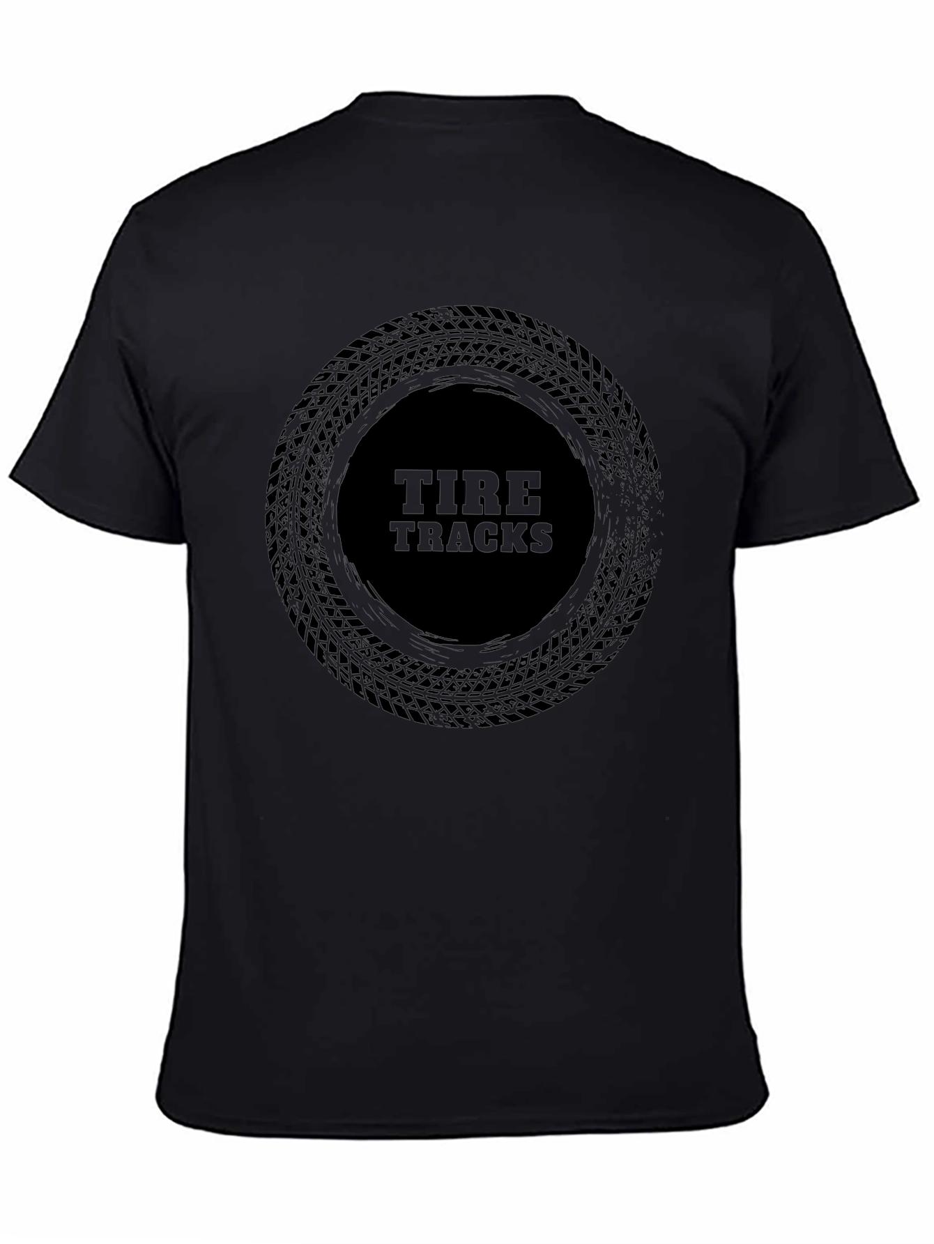 Tire Tracks Graphic T-Shirt - Black Casual Tee
