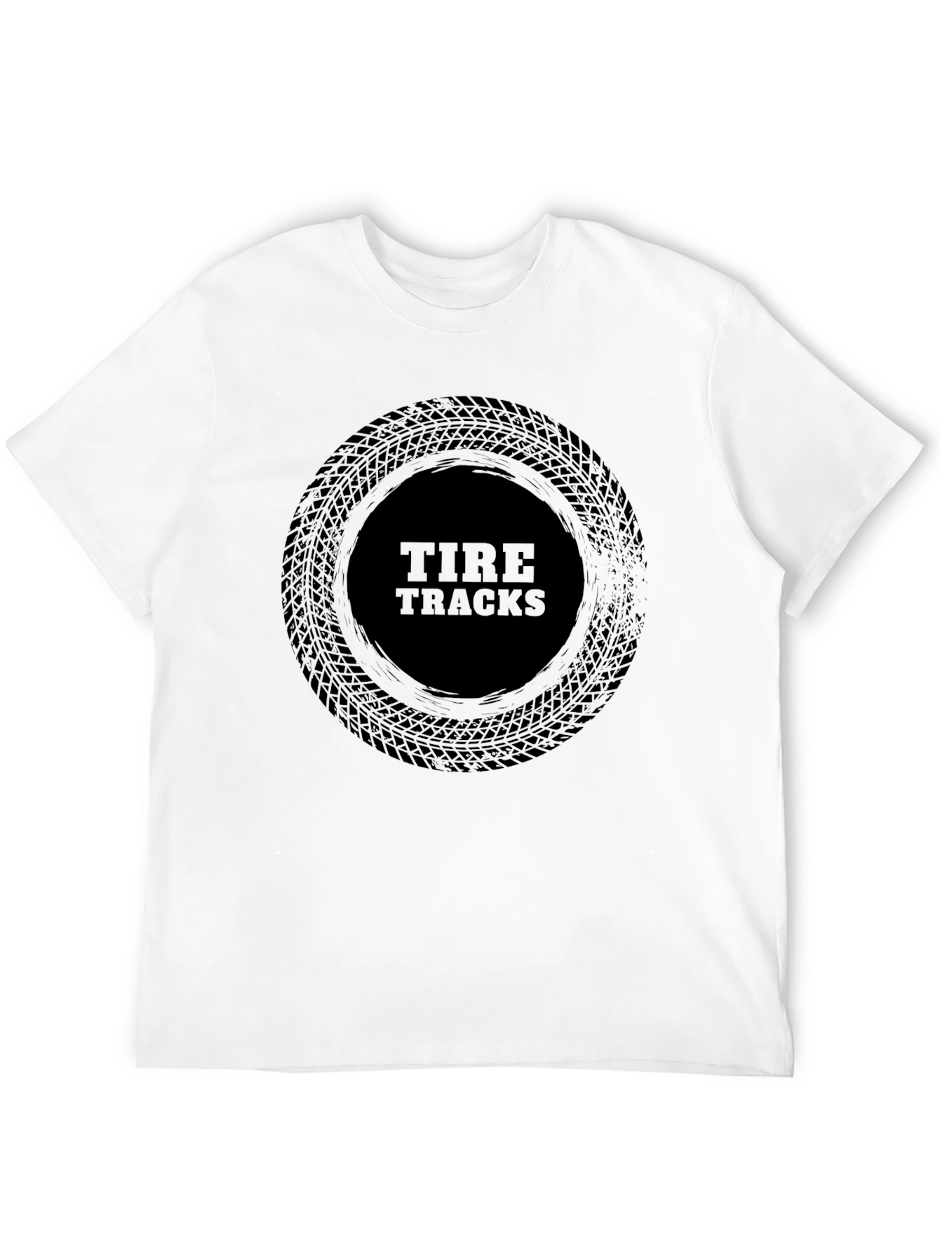 Tire Tracks Graphic T-Shirt - Black Casual Tee