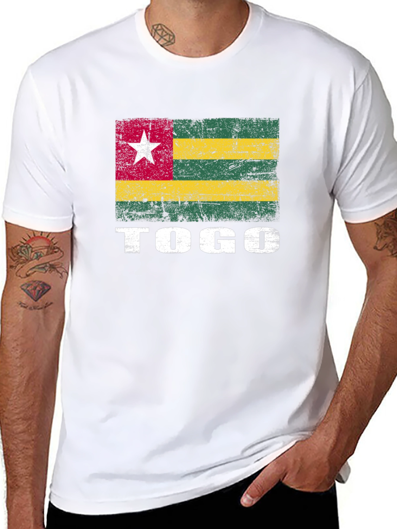 Togo Flag Graphic T-Shirt - Distressed Design