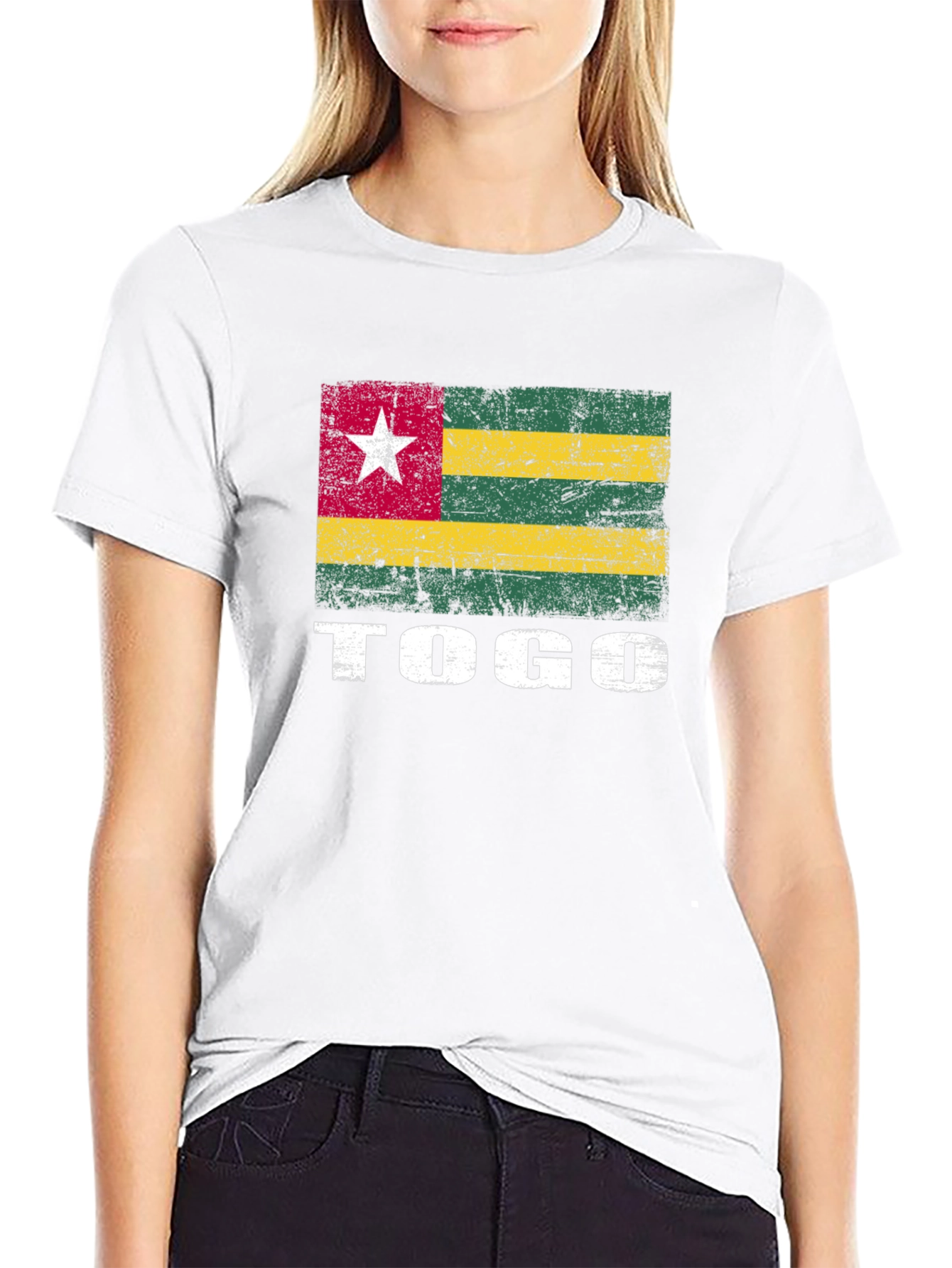 Togo Flag Graphic T-Shirt - Distressed Design