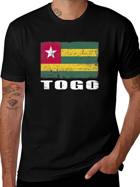 Togo Flag Graphic T-Shirt - Distressed Design