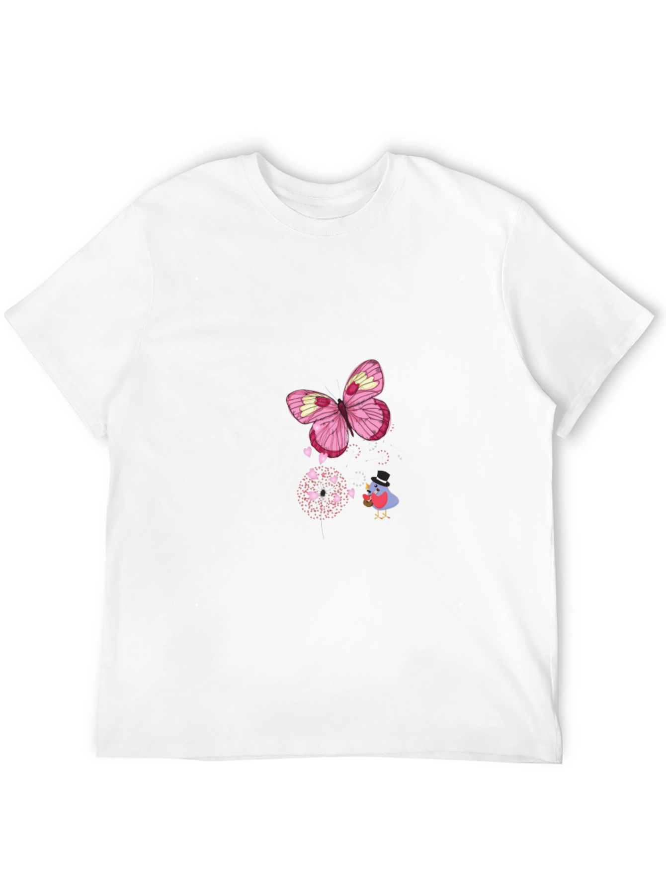Butterfly Bird Graphic Black T-Shirt