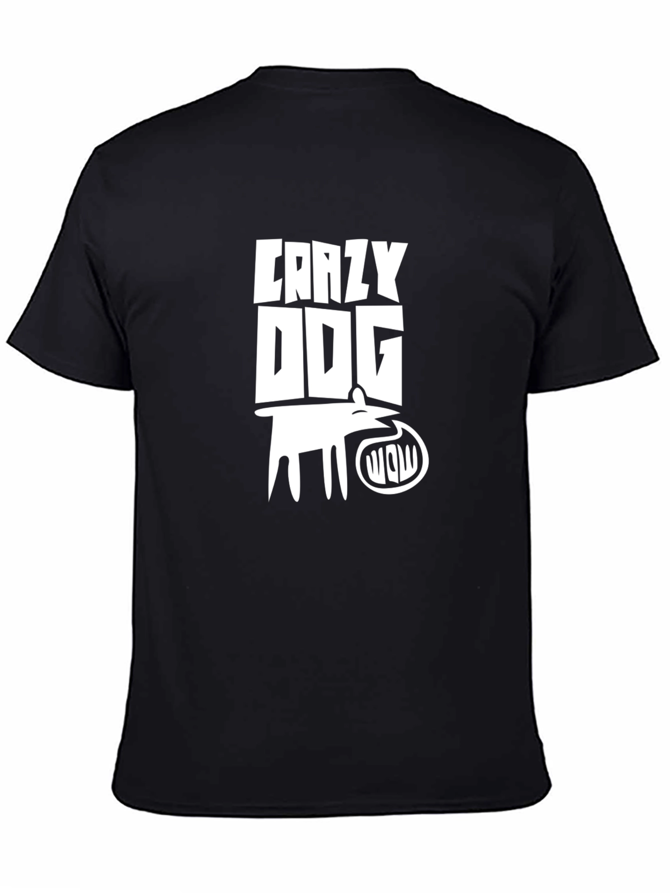 Crazy Dog Graphic Print Black T-Shirt