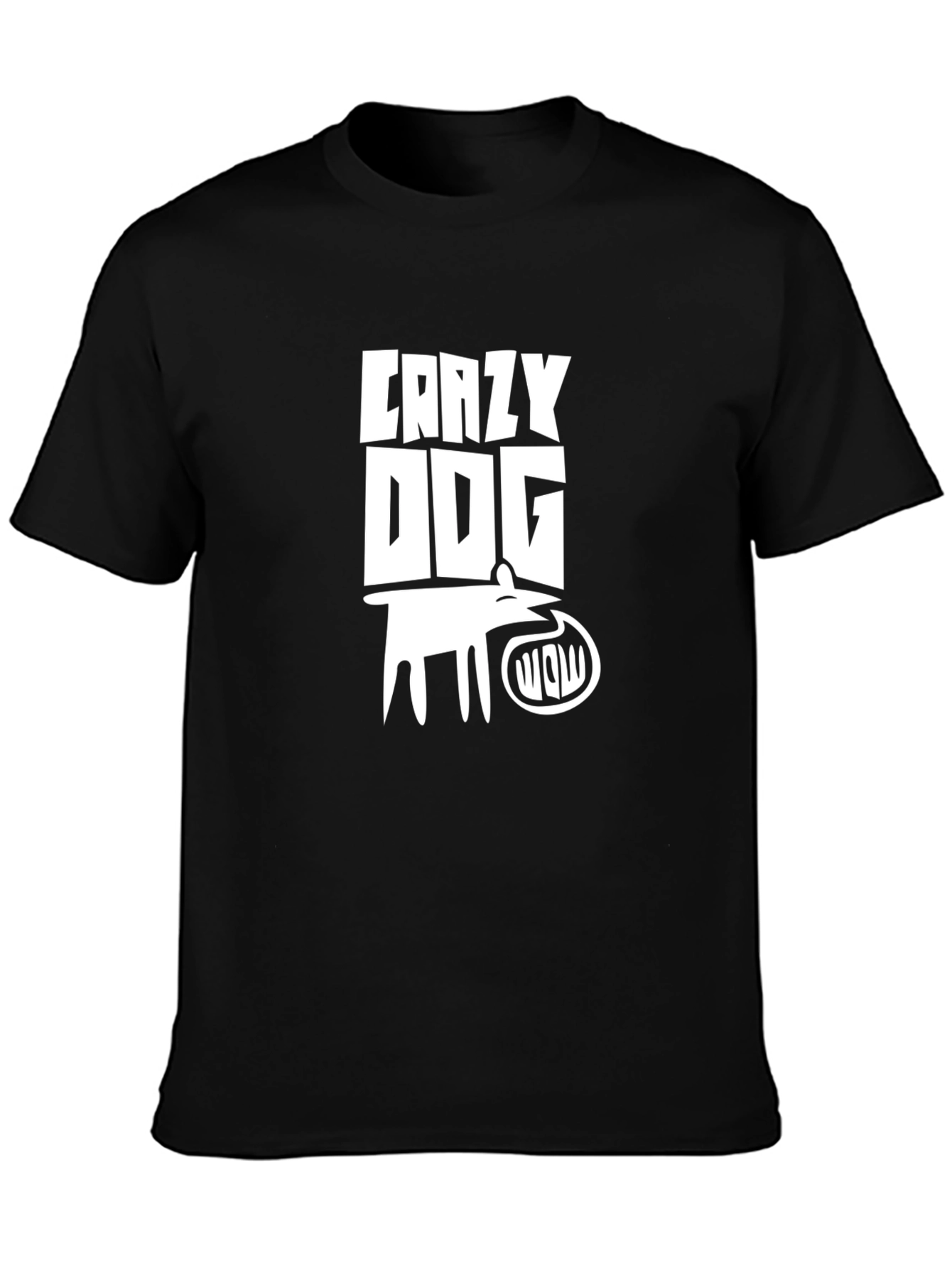 Crazy Dog Graphic Print Black T-Shirt