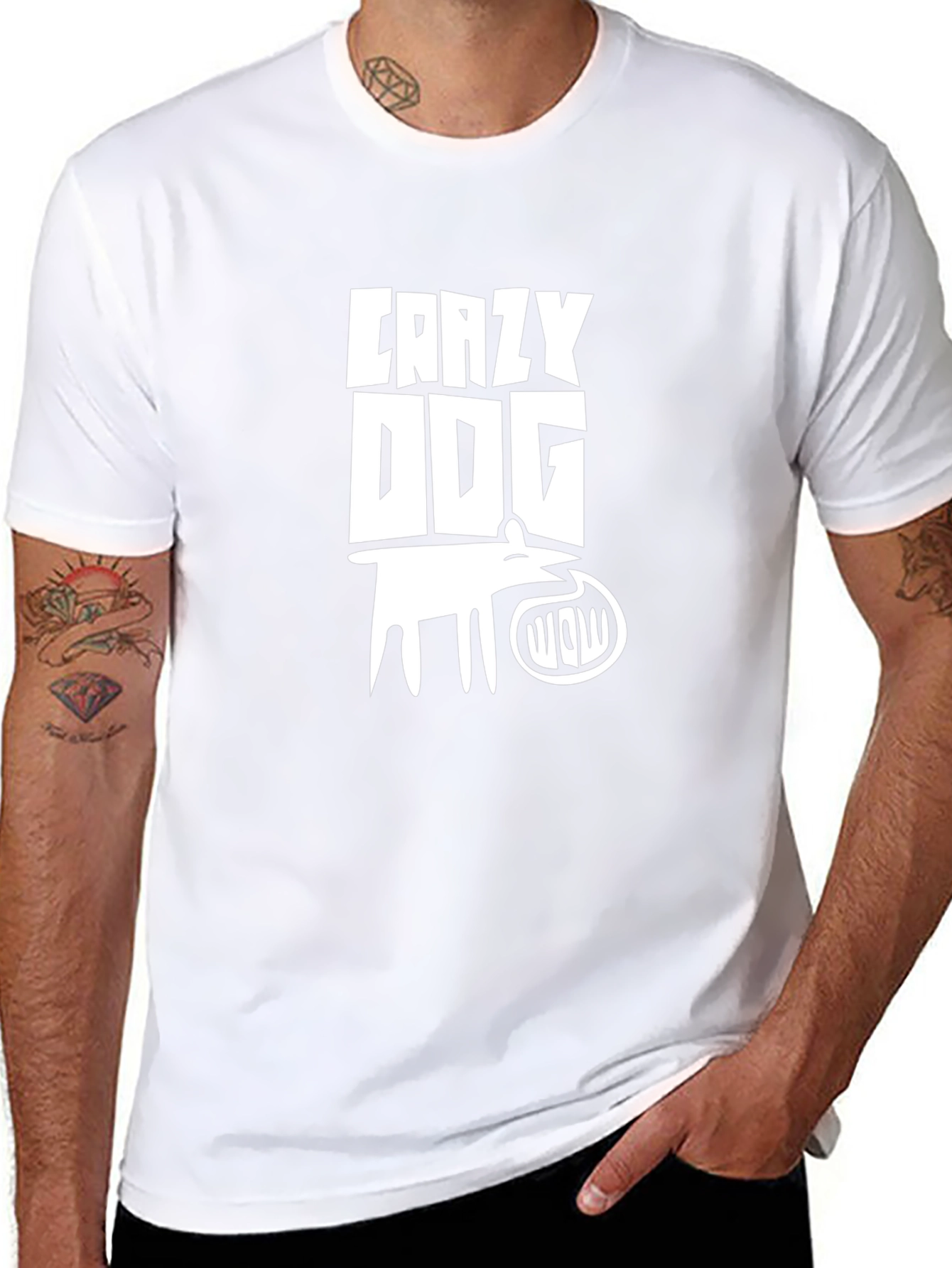 Crazy Dog Graphic Print Black T-Shirt