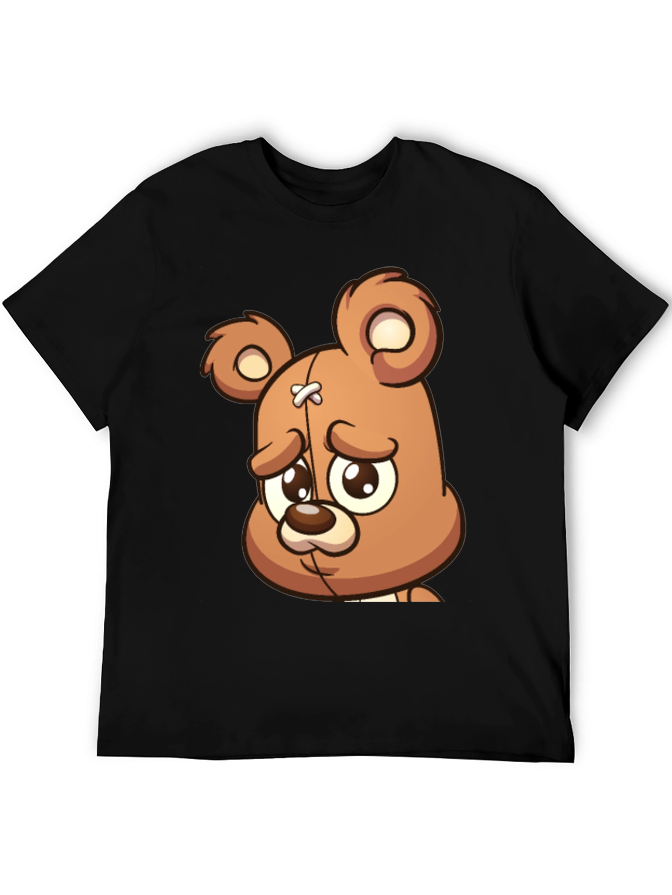 Sad Teddy Bear Graphic T-Shirt - Black