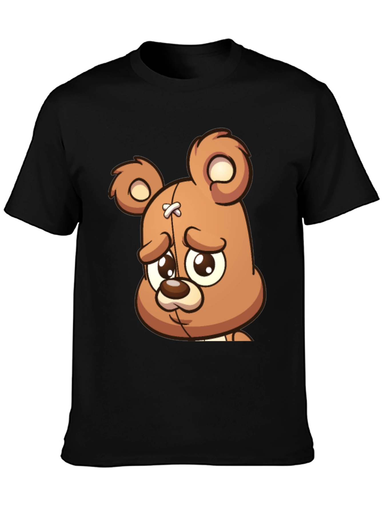 Sad Teddy Bear Graphic T-Shirt - Black