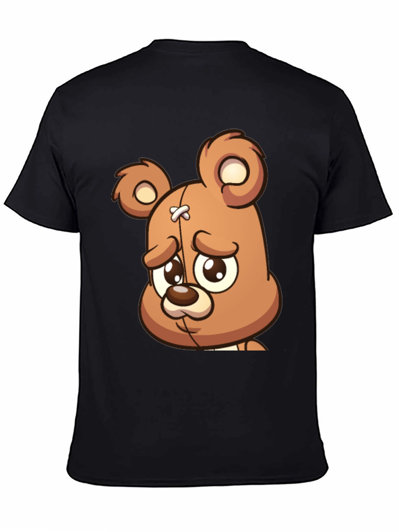 Sad Teddy Bear Graphic T-Shirt - Black