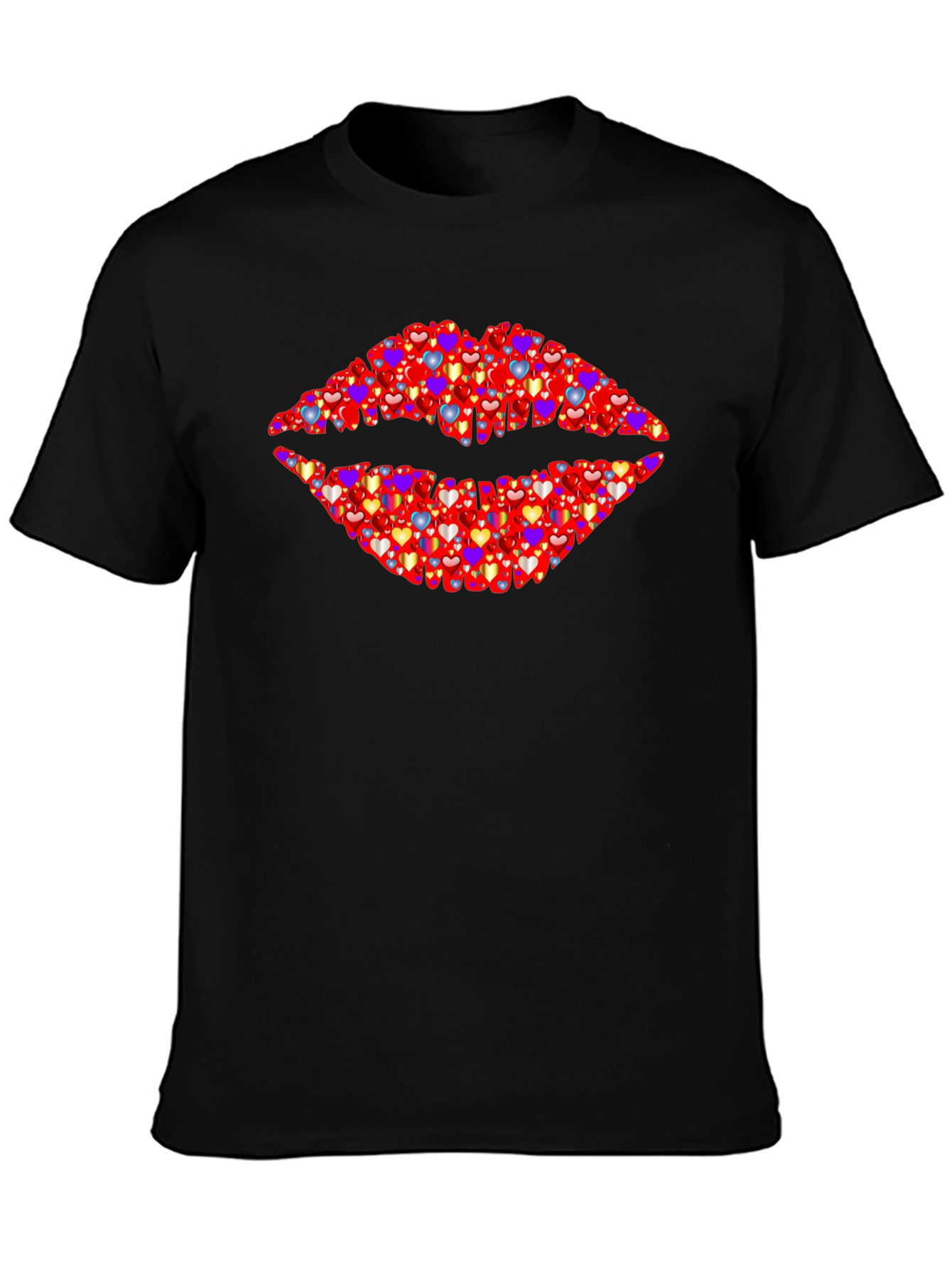 Heart Lips Graphic Black T-Shirt