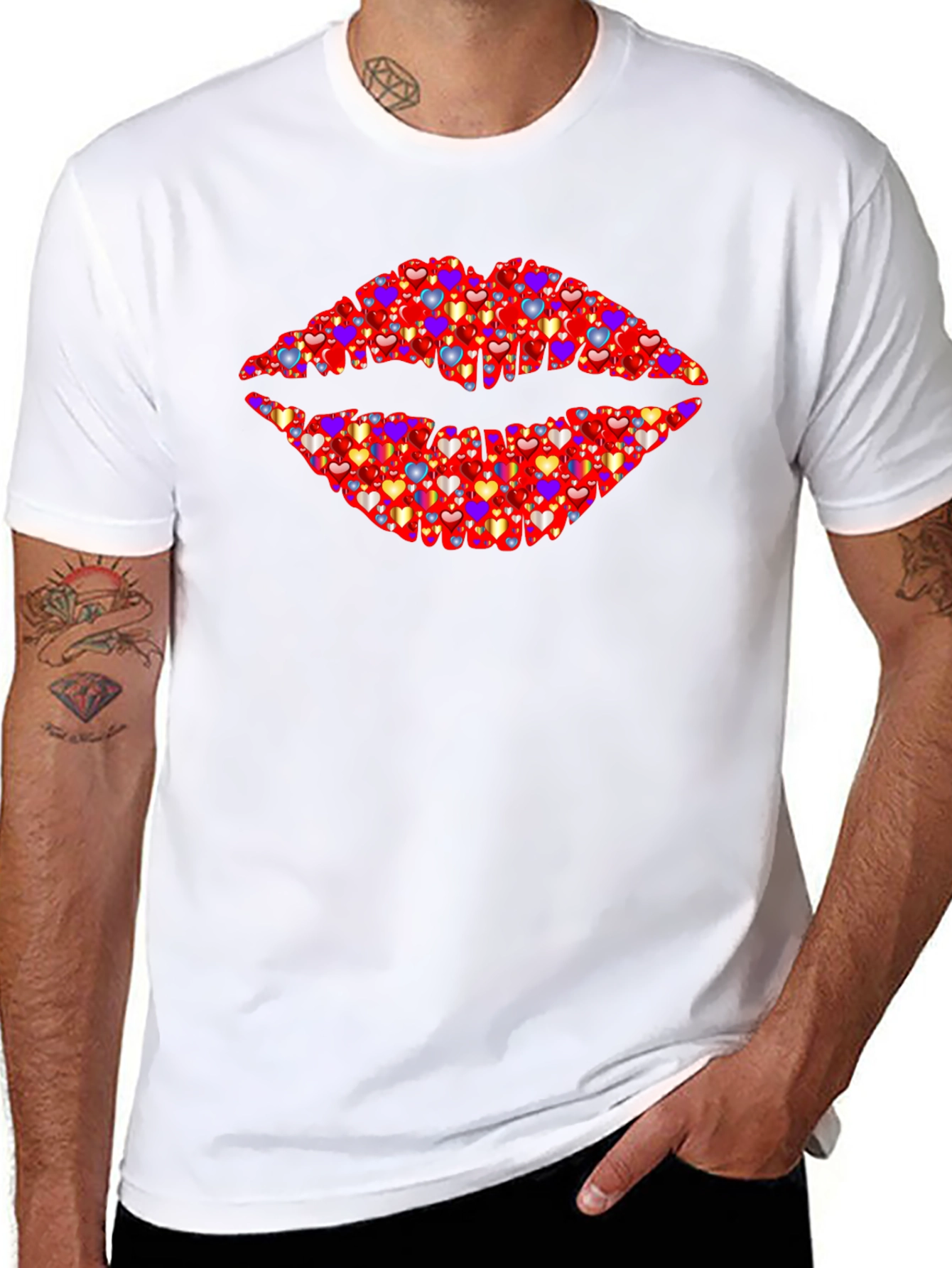 Heart Lips Graphic Black T-Shirt