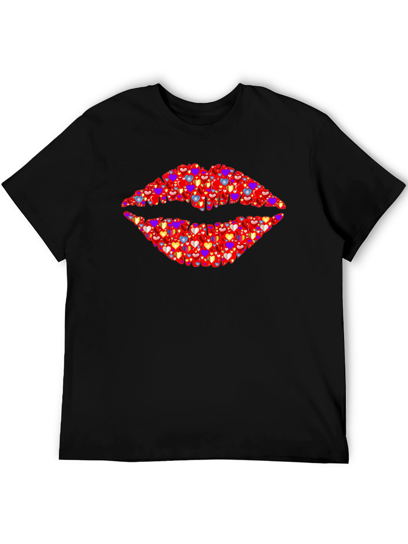 Heart Lips Graphic Black T-Shirt