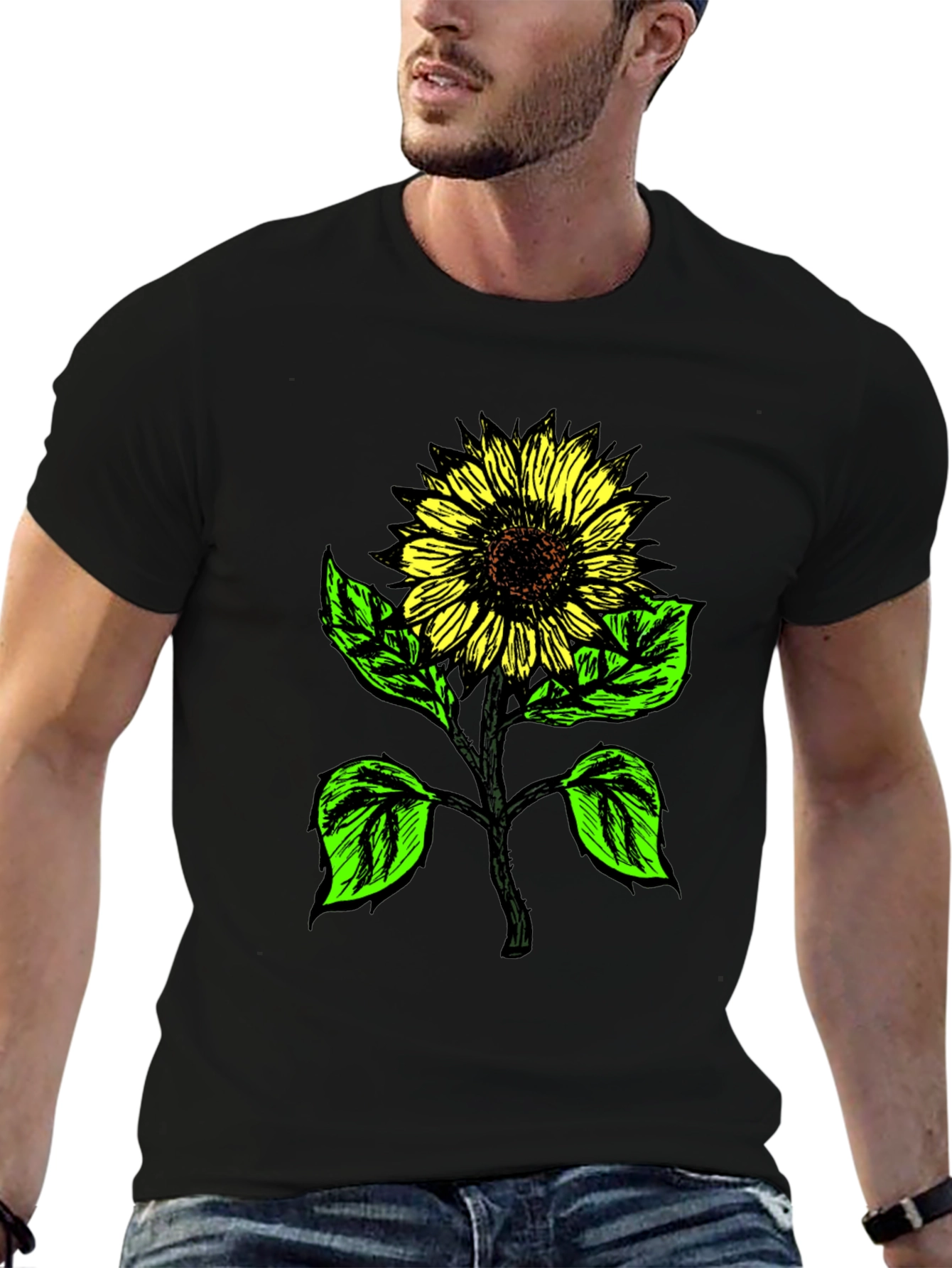 Sunflower Graphic Print Tee - Black
