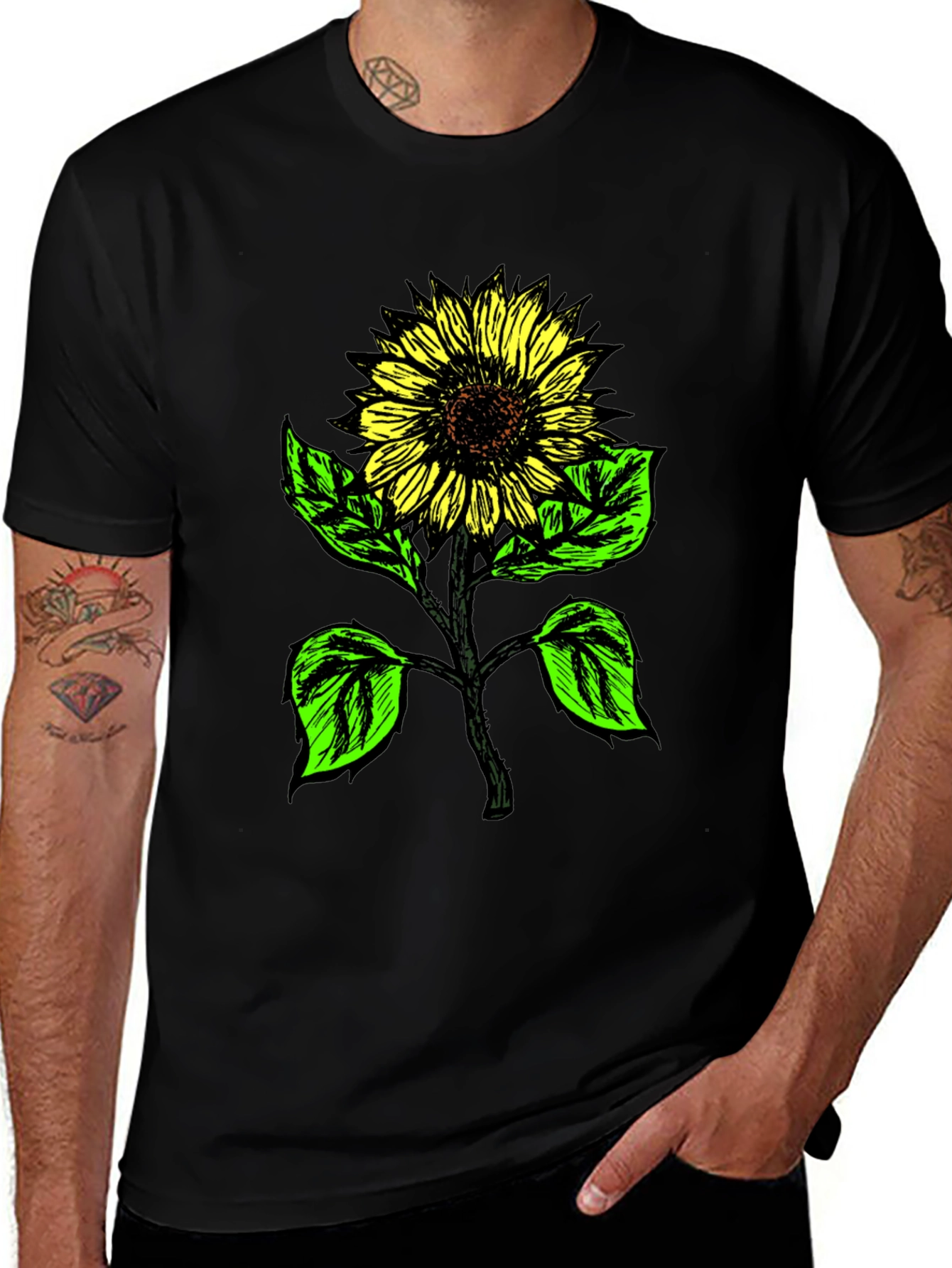 Sunflower Graphic Print Tee - Black