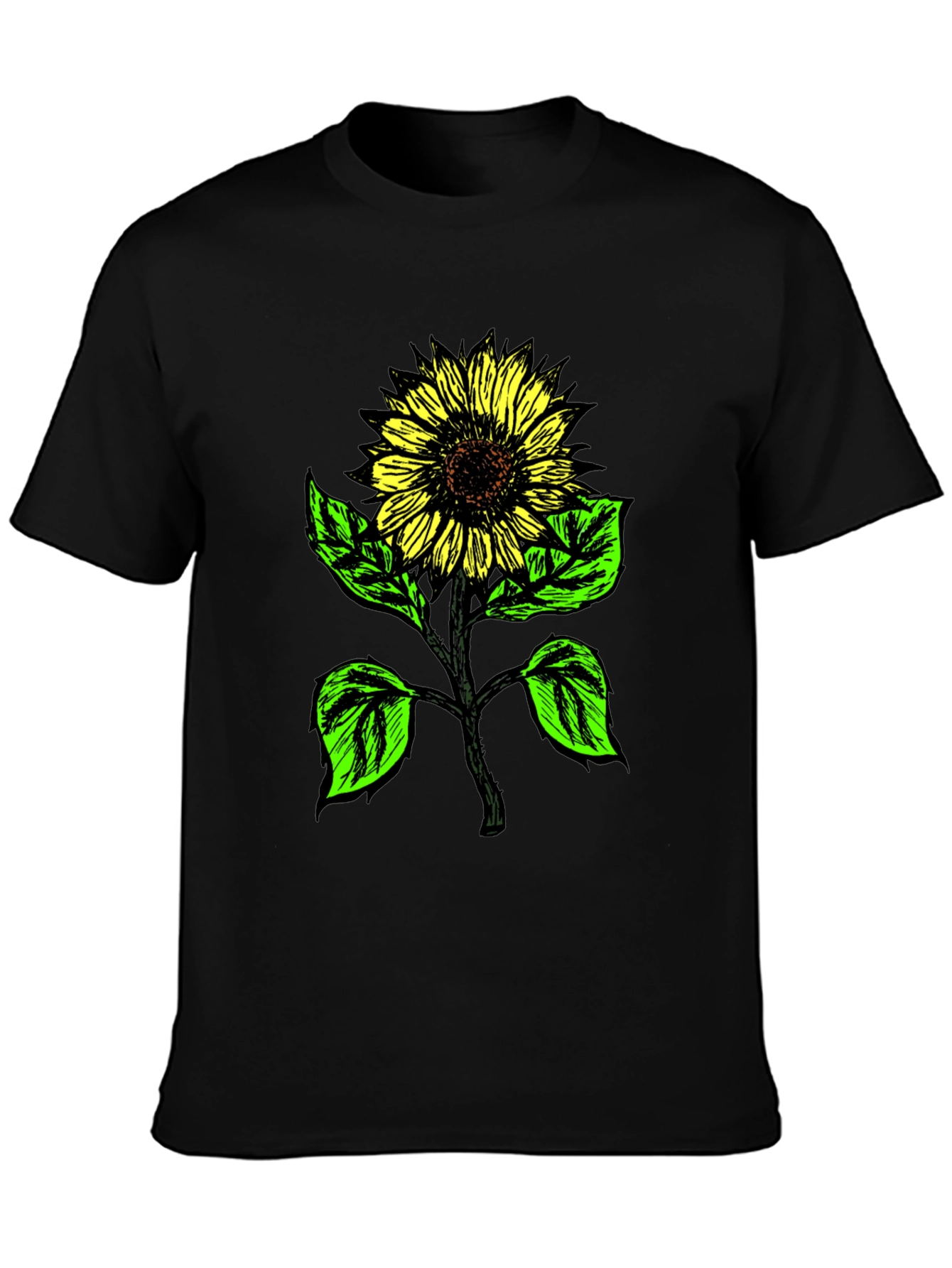 Sunflower Graphic Print Tee - Black