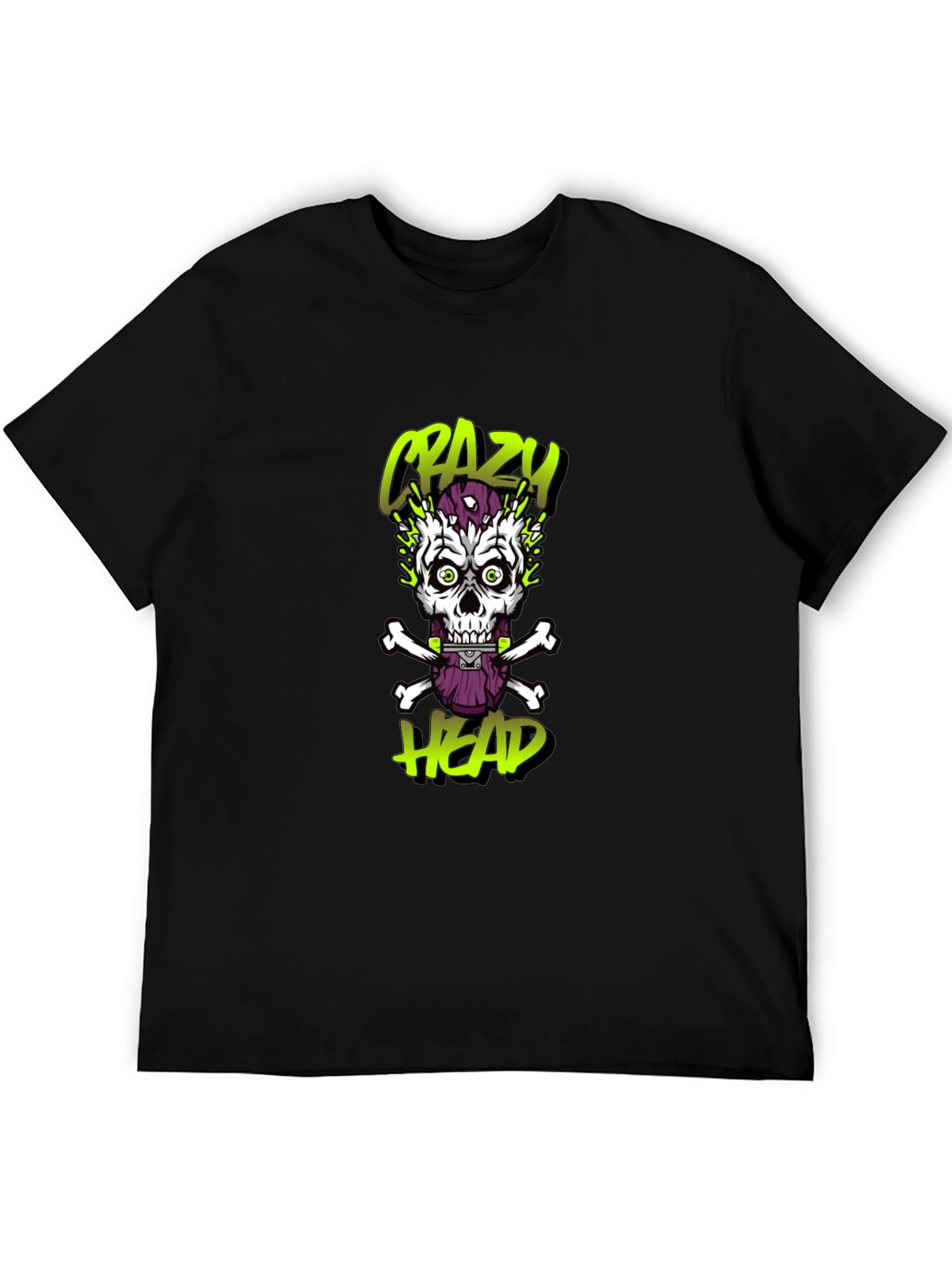 Crazy Head Graphic Tee - Skull Design