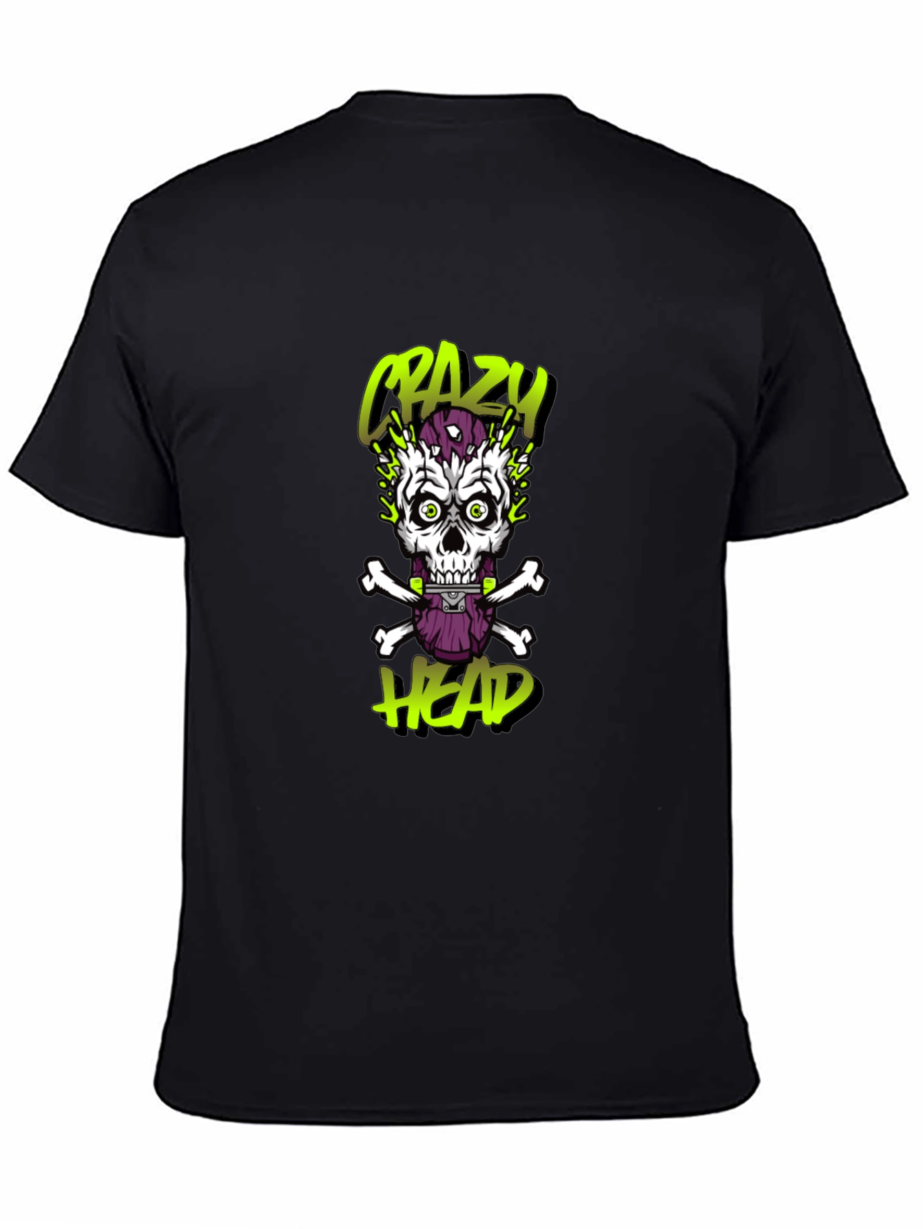 Crazy Head Graphic Tee - Skull Design