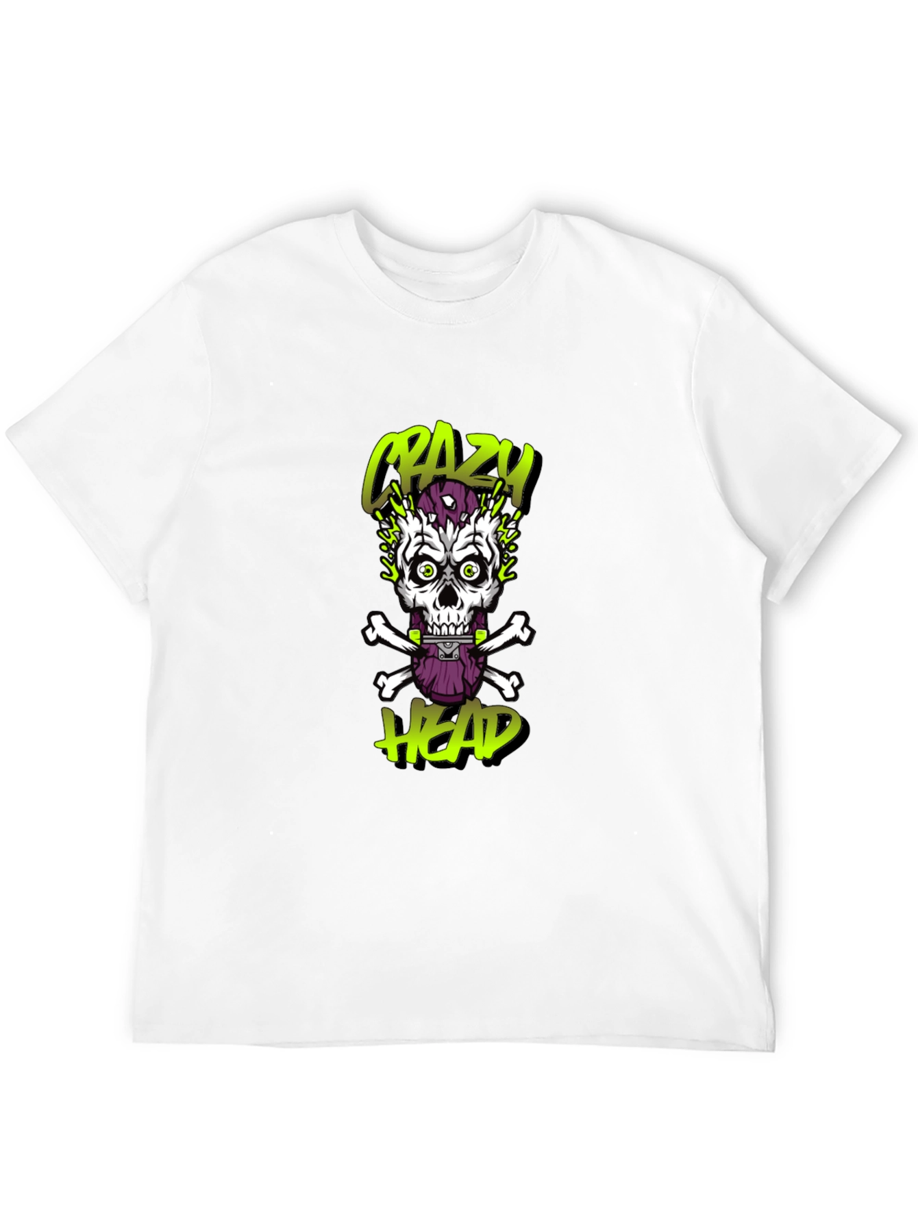 Crazy Head Graphic Tee - Skull Design
