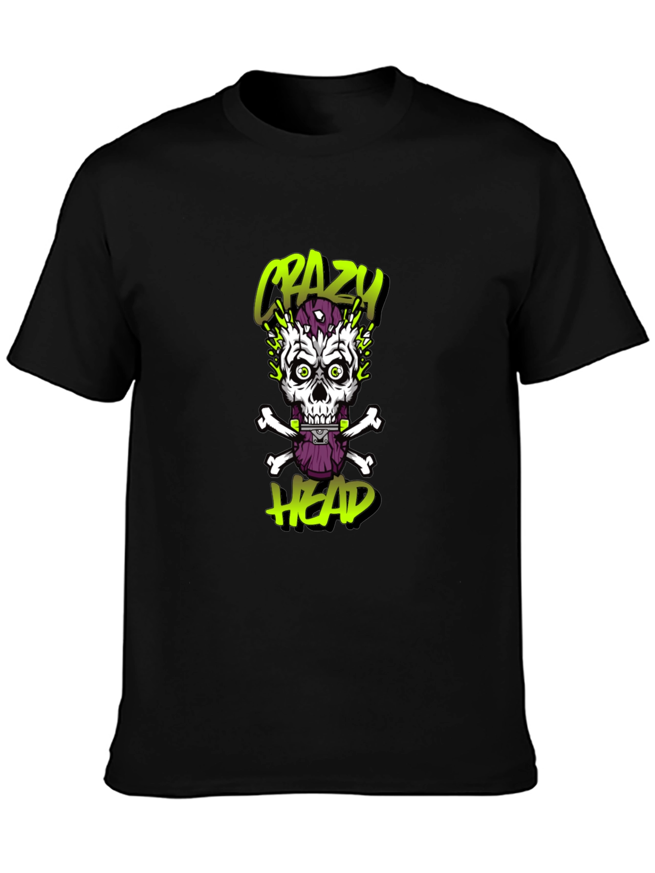 Crazy Head Graphic Tee - Skull Design