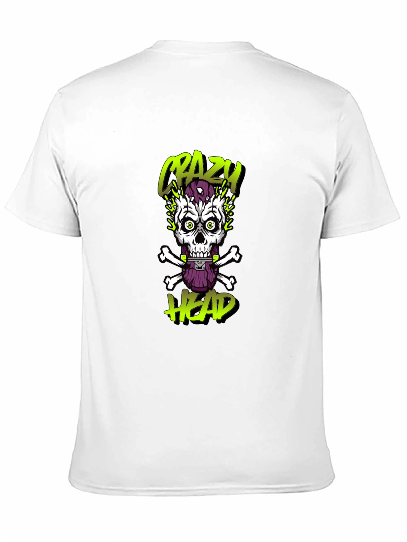 Crazy Head Graphic Tee - Skull Design