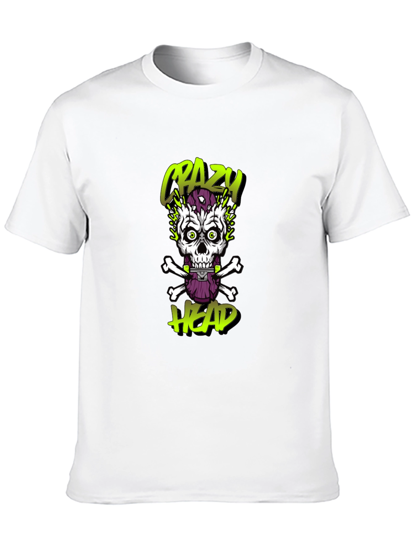 Crazy Head Graphic Tee - Skull Design
