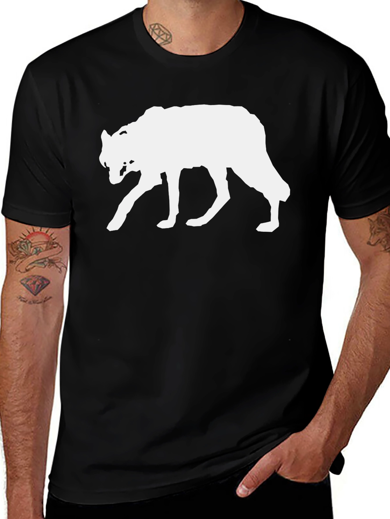 Wolf Silhouette Graphic Tee - Black