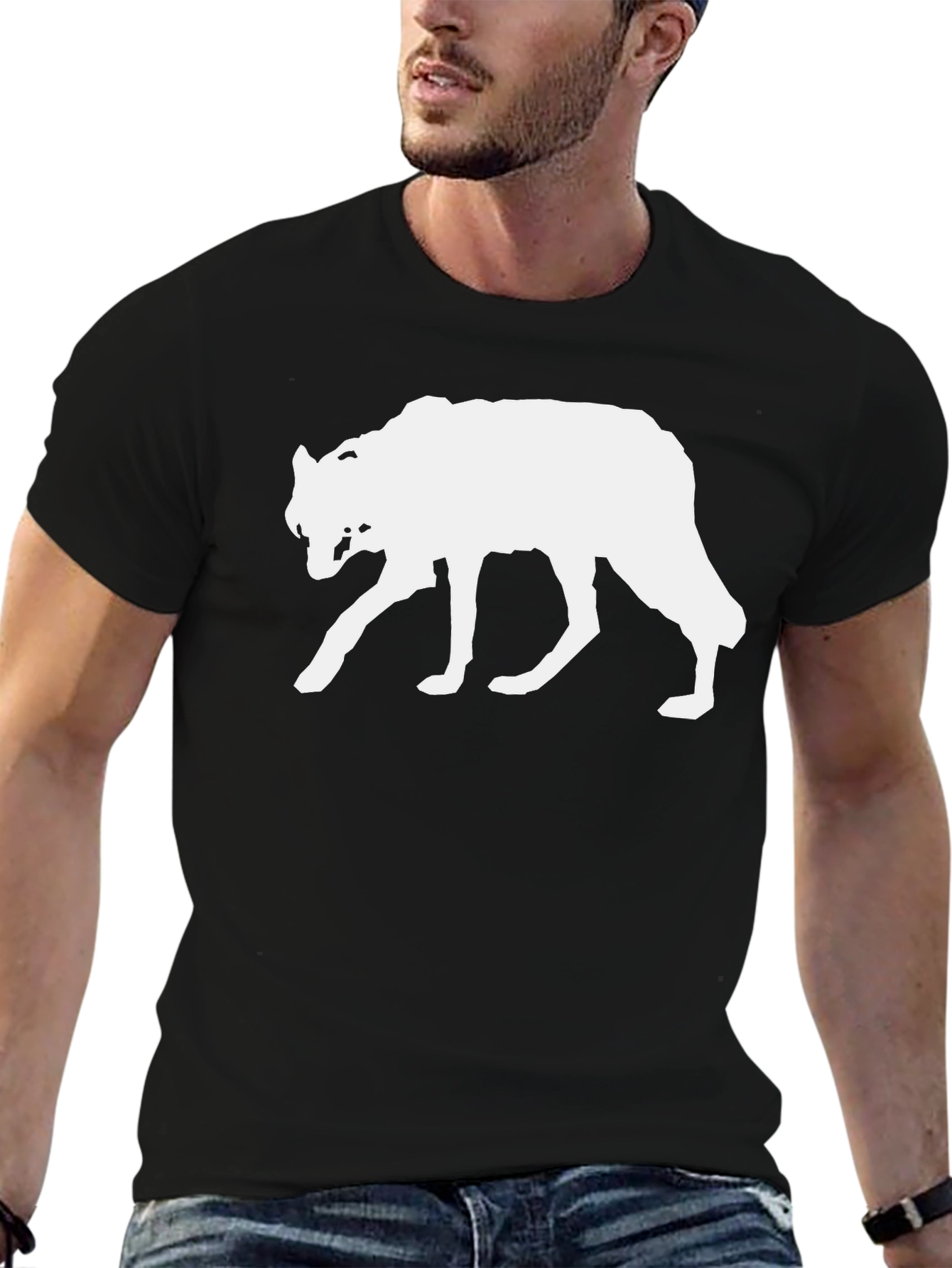 Wolf Silhouette Graphic Tee - Black
