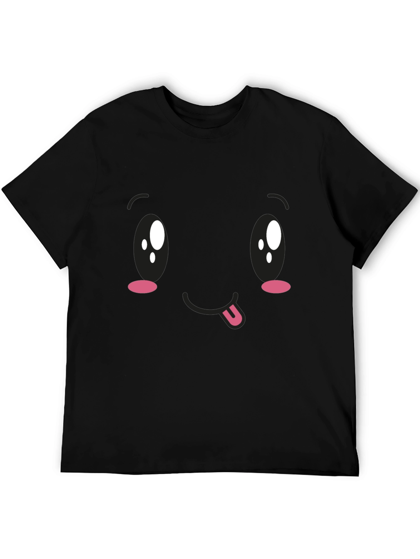 Funny Anime Face Black T-Shirt