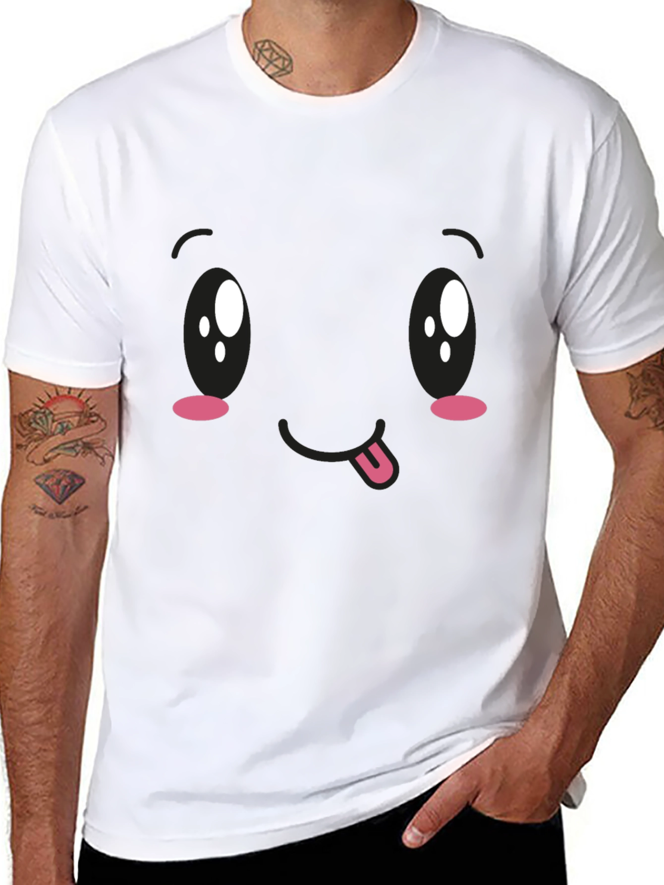 Funny Anime Face Black T-Shirt