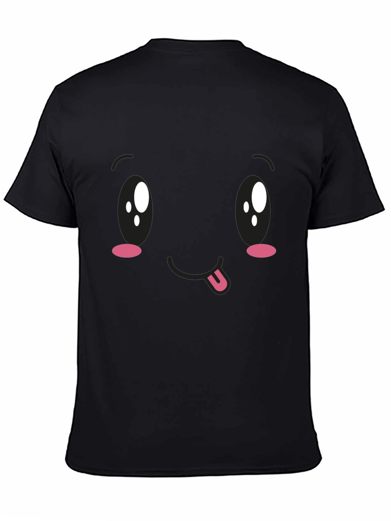 Funny Anime Face Black T-Shirt