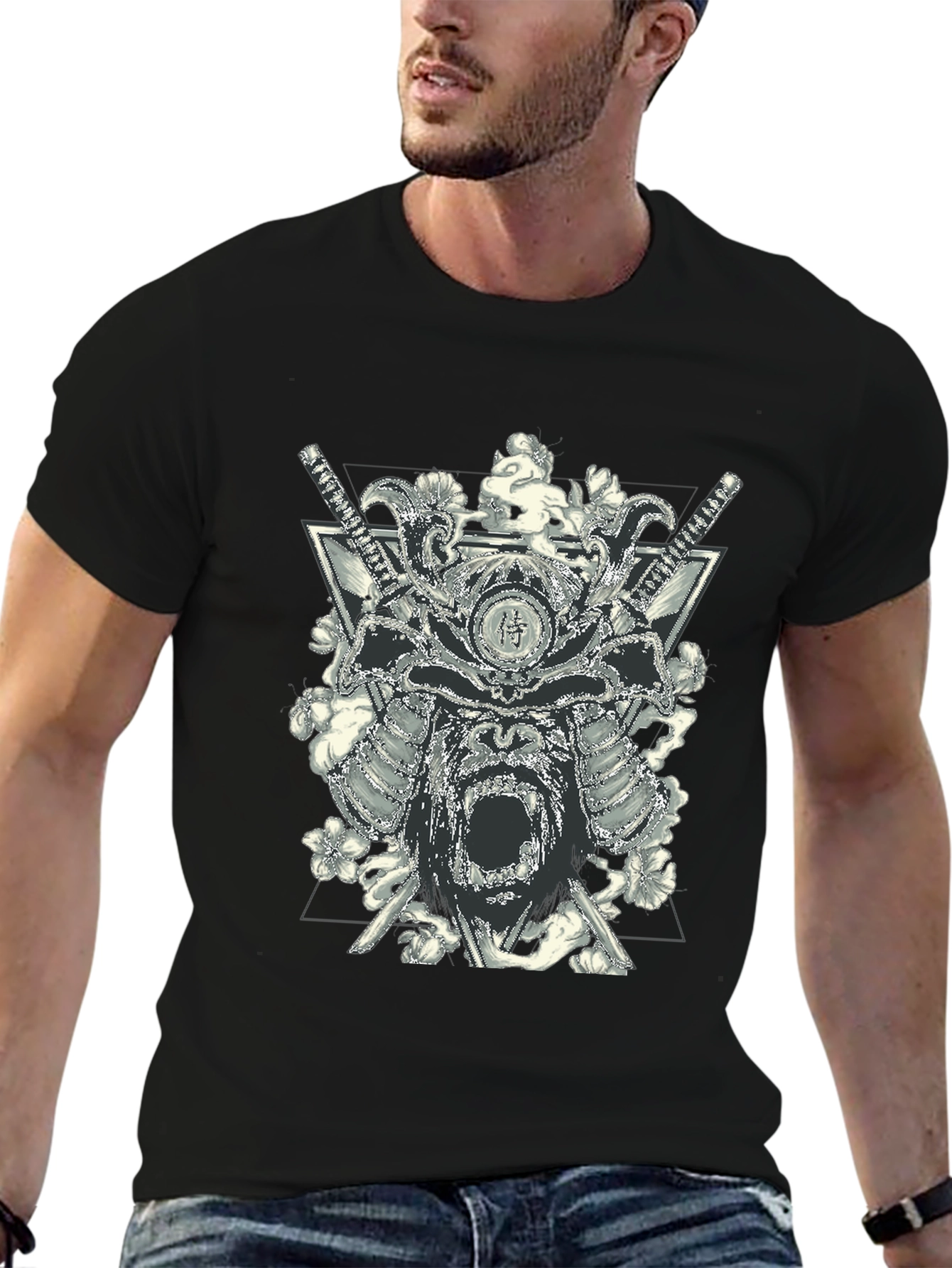 Samurai Gorilla Black Graphic T-Shirt