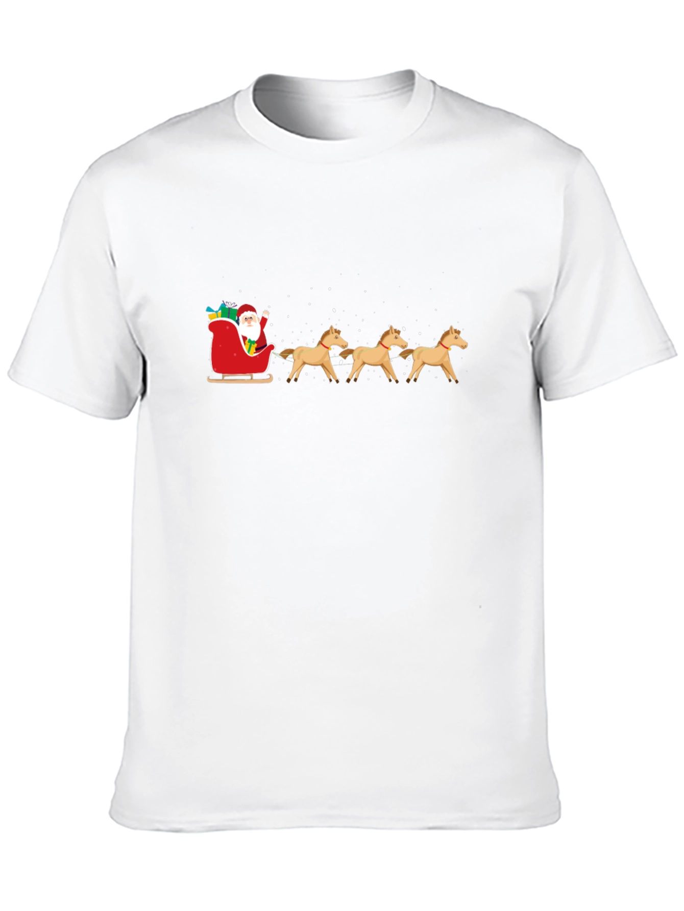 Santa Horse Sleigh Black T-Shirt