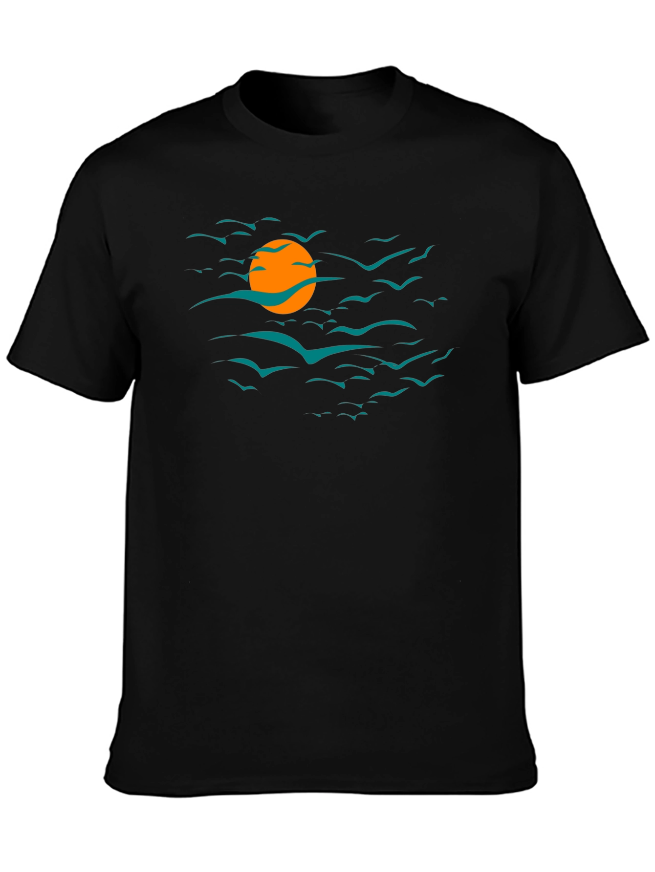 Sunset Bird Graphic Tee - Black