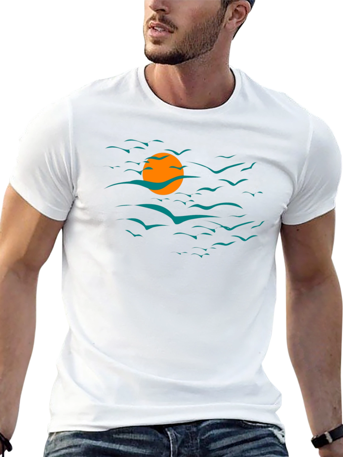 Sunset Bird Graphic Tee - Black