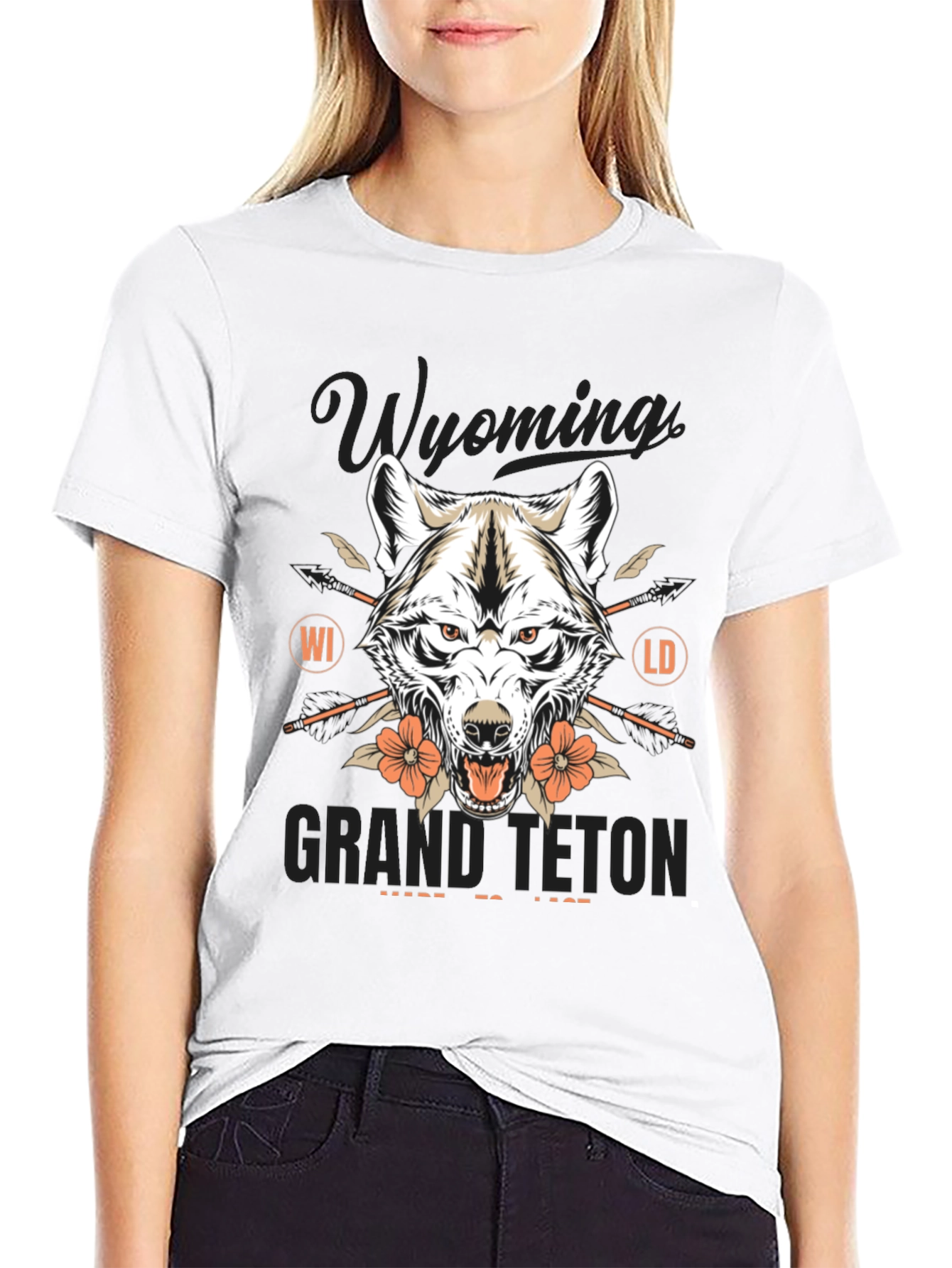 Wyoming Grand Teton Wolf Graphic Tee